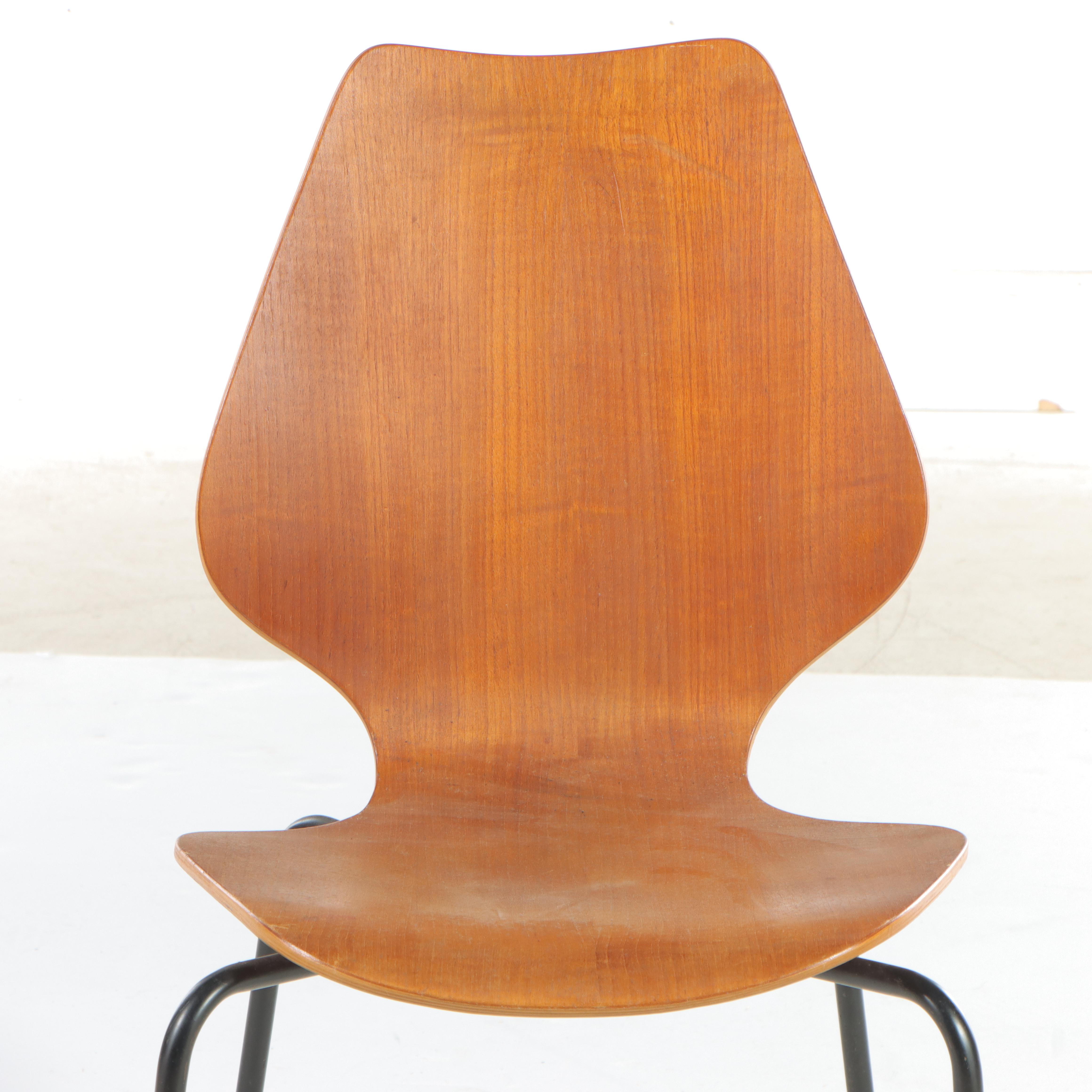 Danish Modern Bent Teak Side Chair, Manner of Herbert Hirche for Jofa Stalmobler