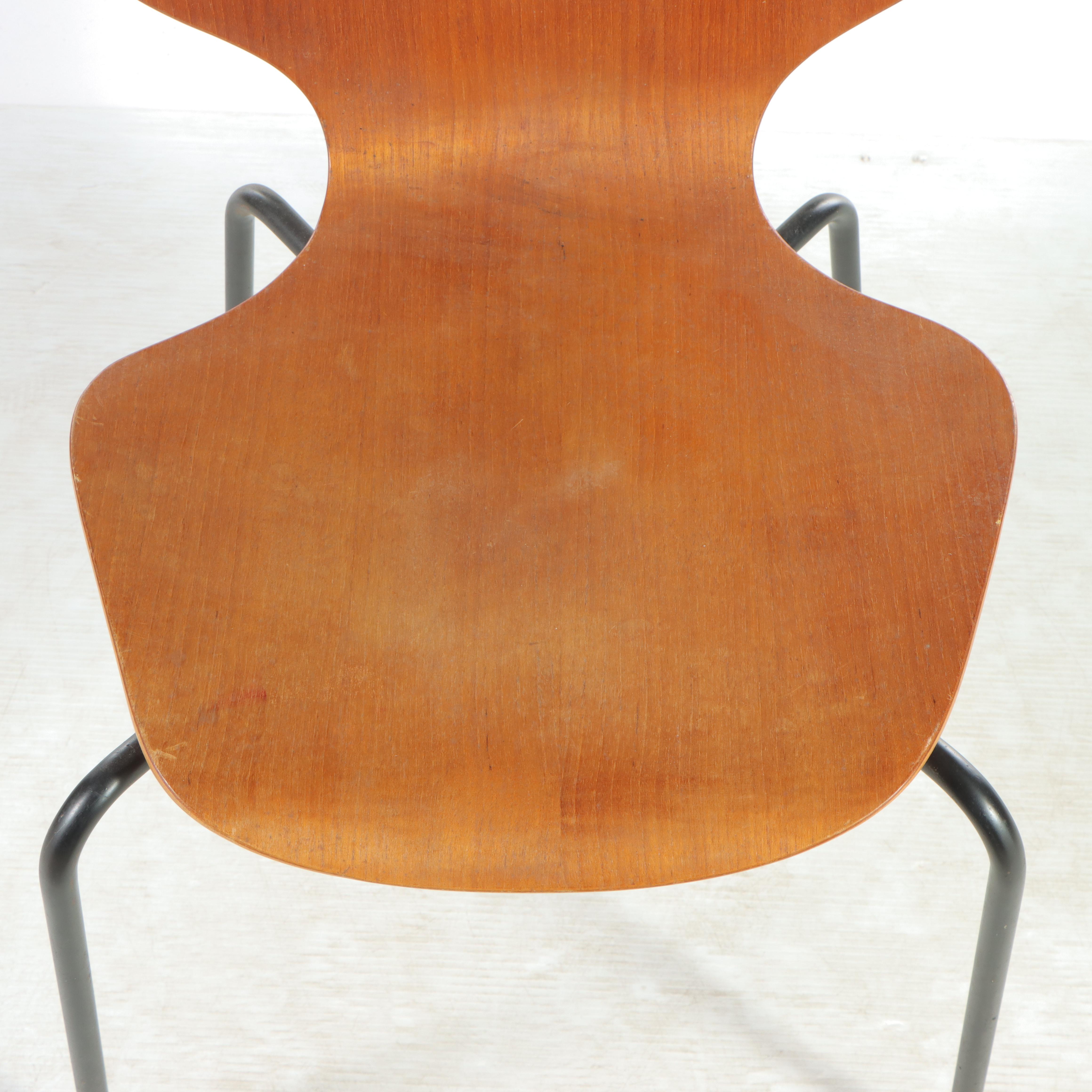 Danish Modern Bent Teak Side Chair, Manner of Herbert Hirche for Jofa Stalmobler
