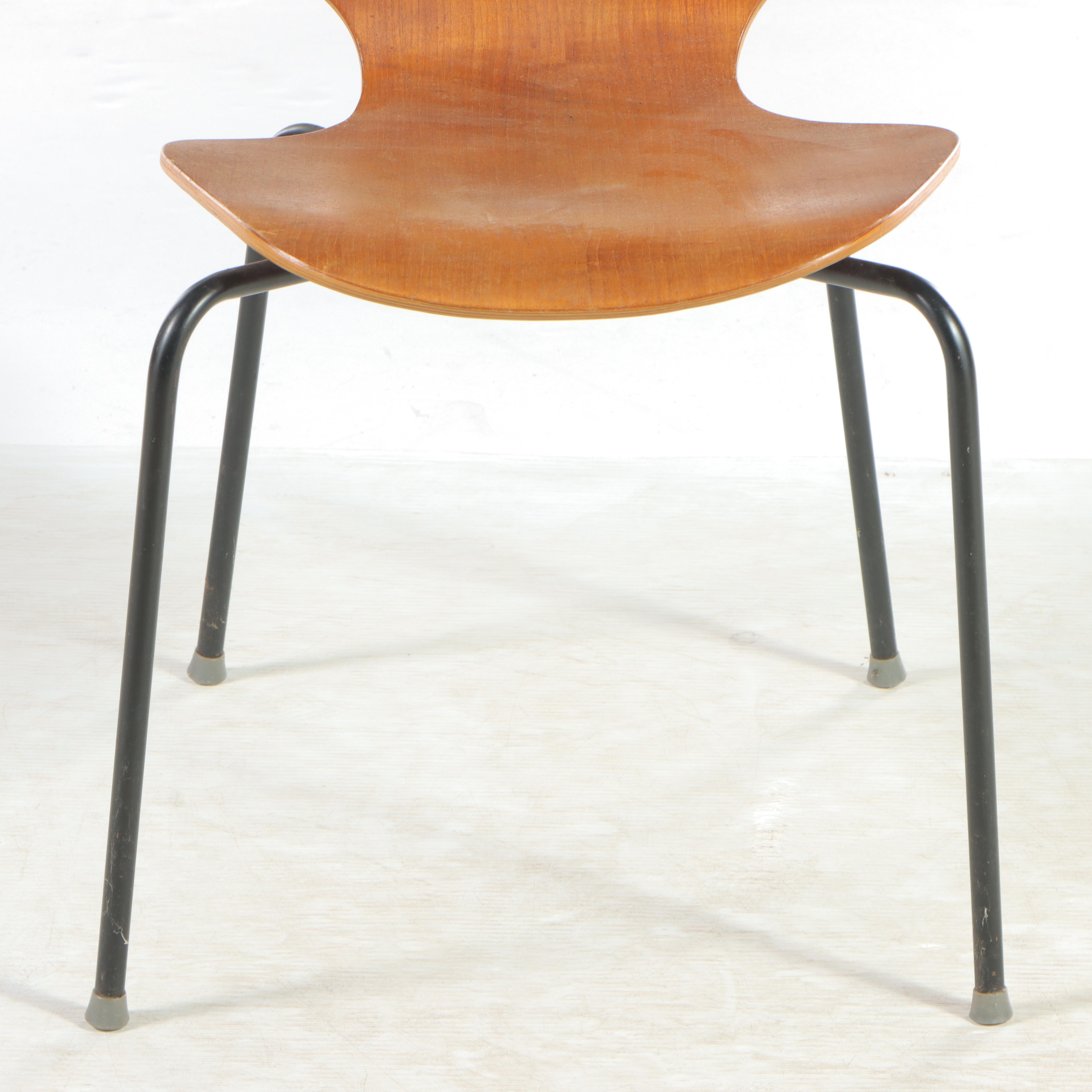 Danish Modern Bent Teak Side Chair, Manner of Herbert Hirche for Jofa Stalmobler