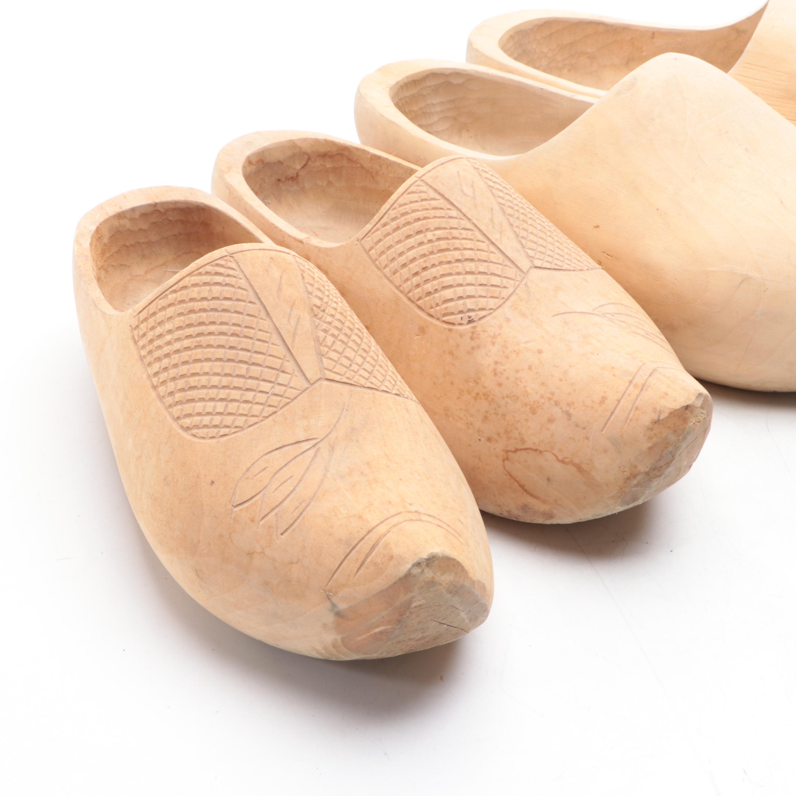 Pairs of Handcarved and Painted Dutch Wooden Clogs