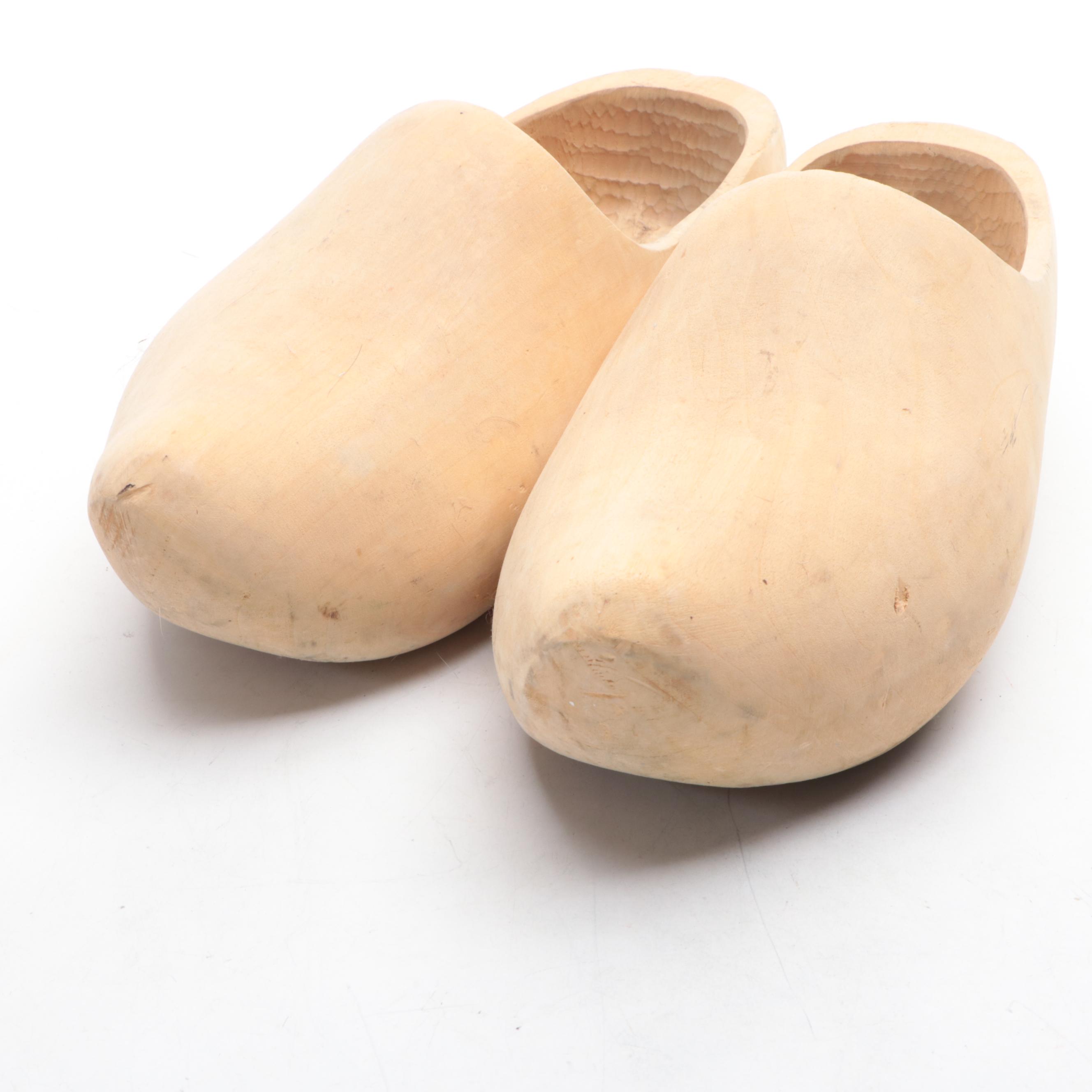Pairs of Handcarved and Painted Dutch Wooden Clogs