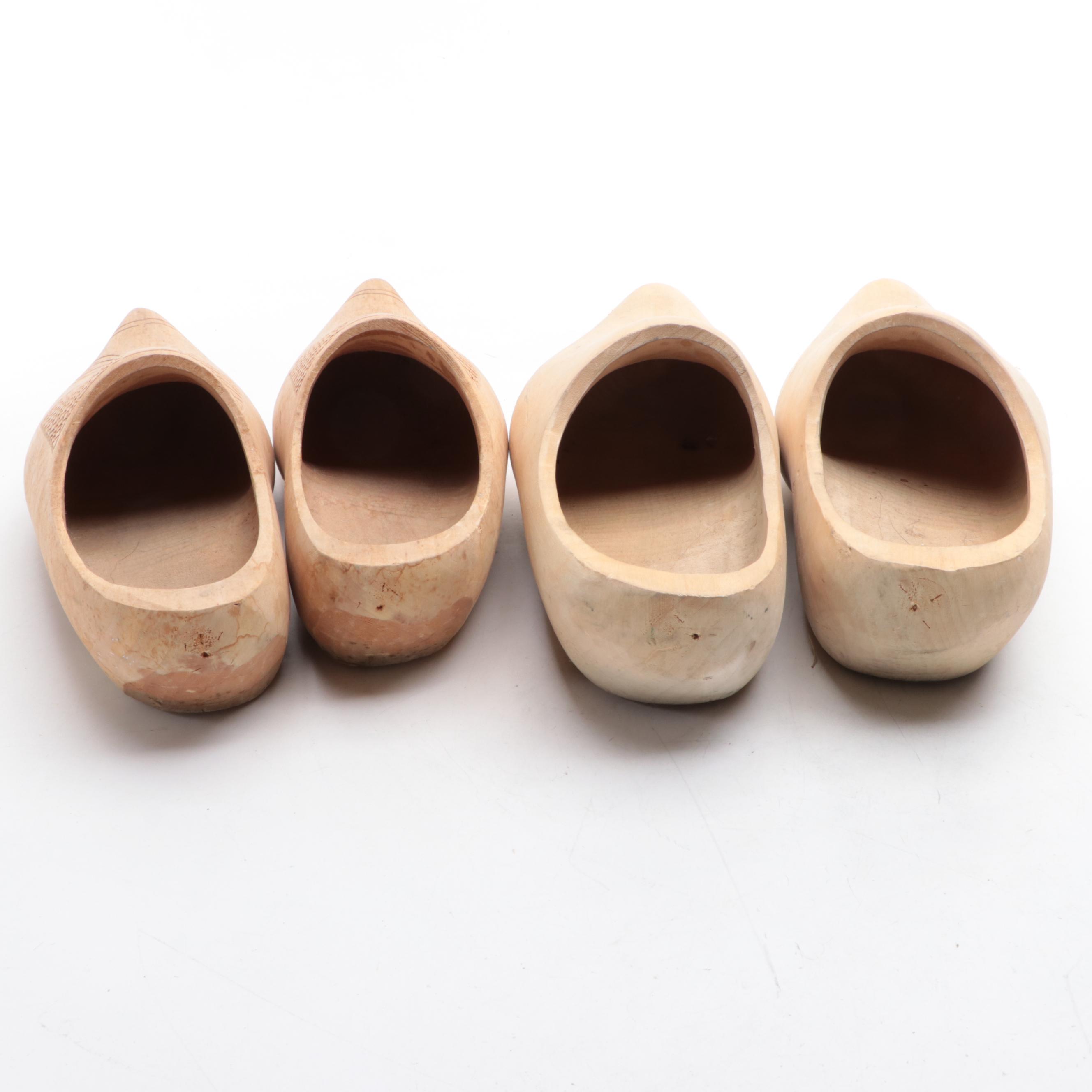 Pairs of Handcarved and Painted Dutch Wooden Clogs