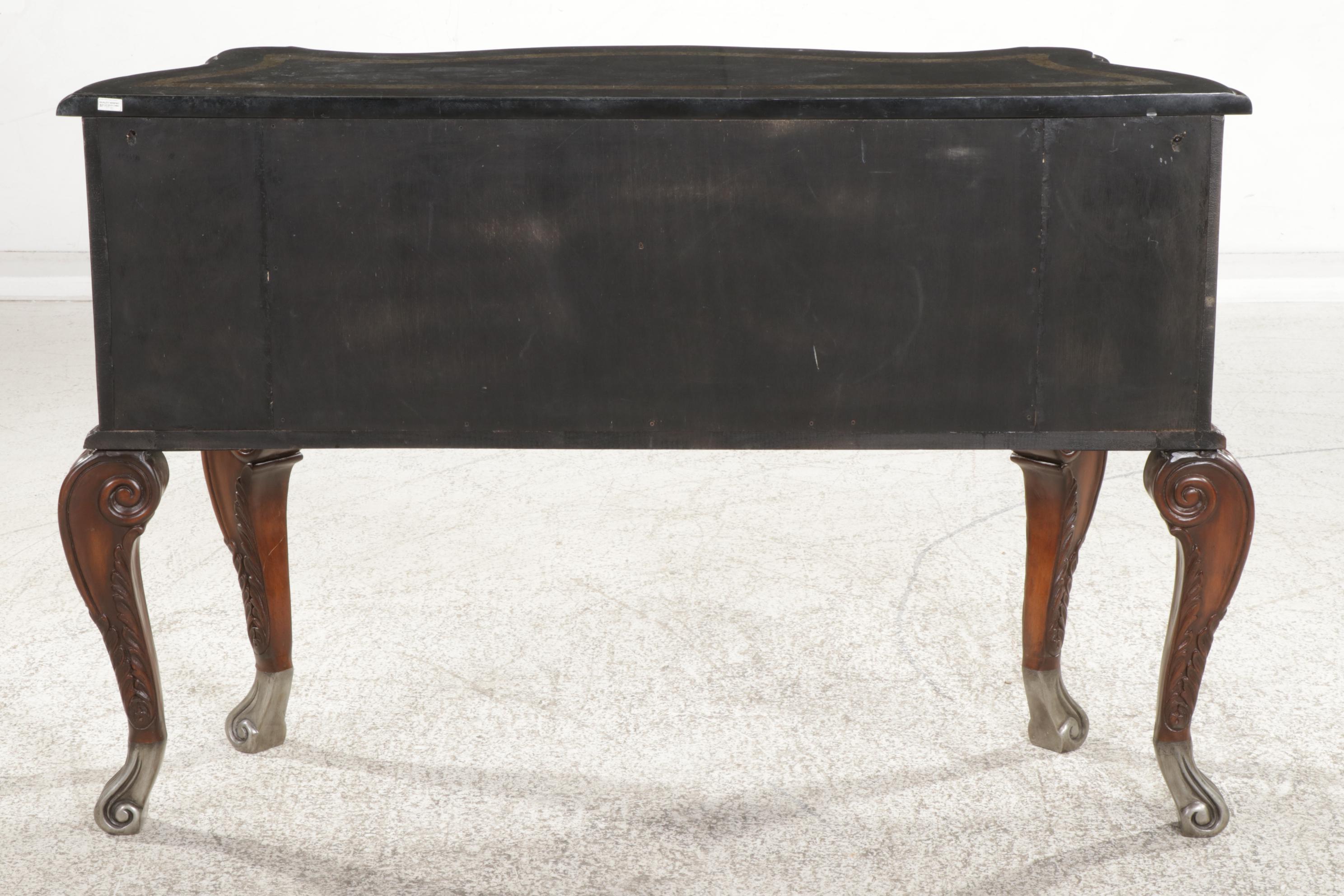 Baroque Style Carved Wood, Stone Top and Metal Foot Credenza