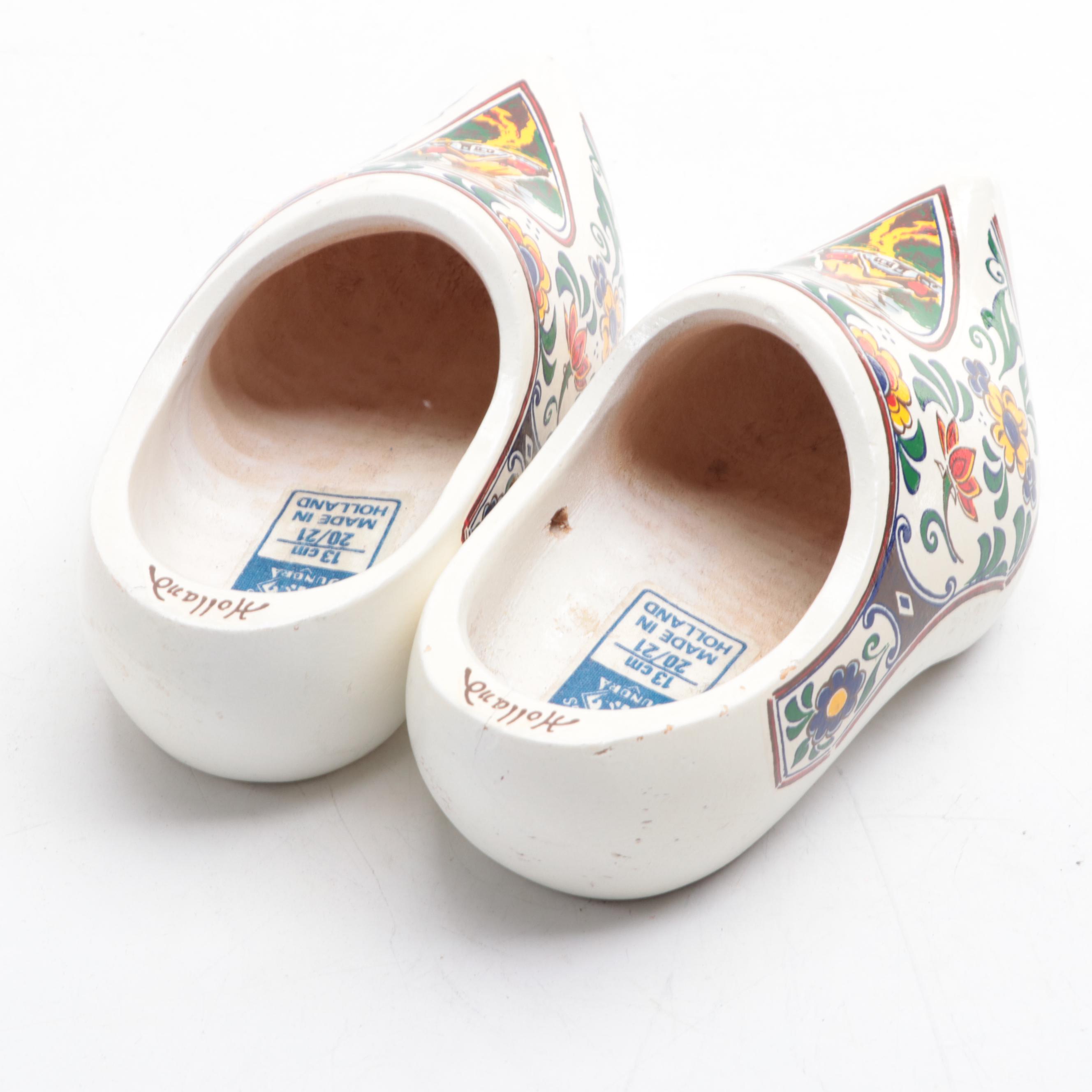 Pairs of Handcarved and Painted Dutch Wooden Clogs