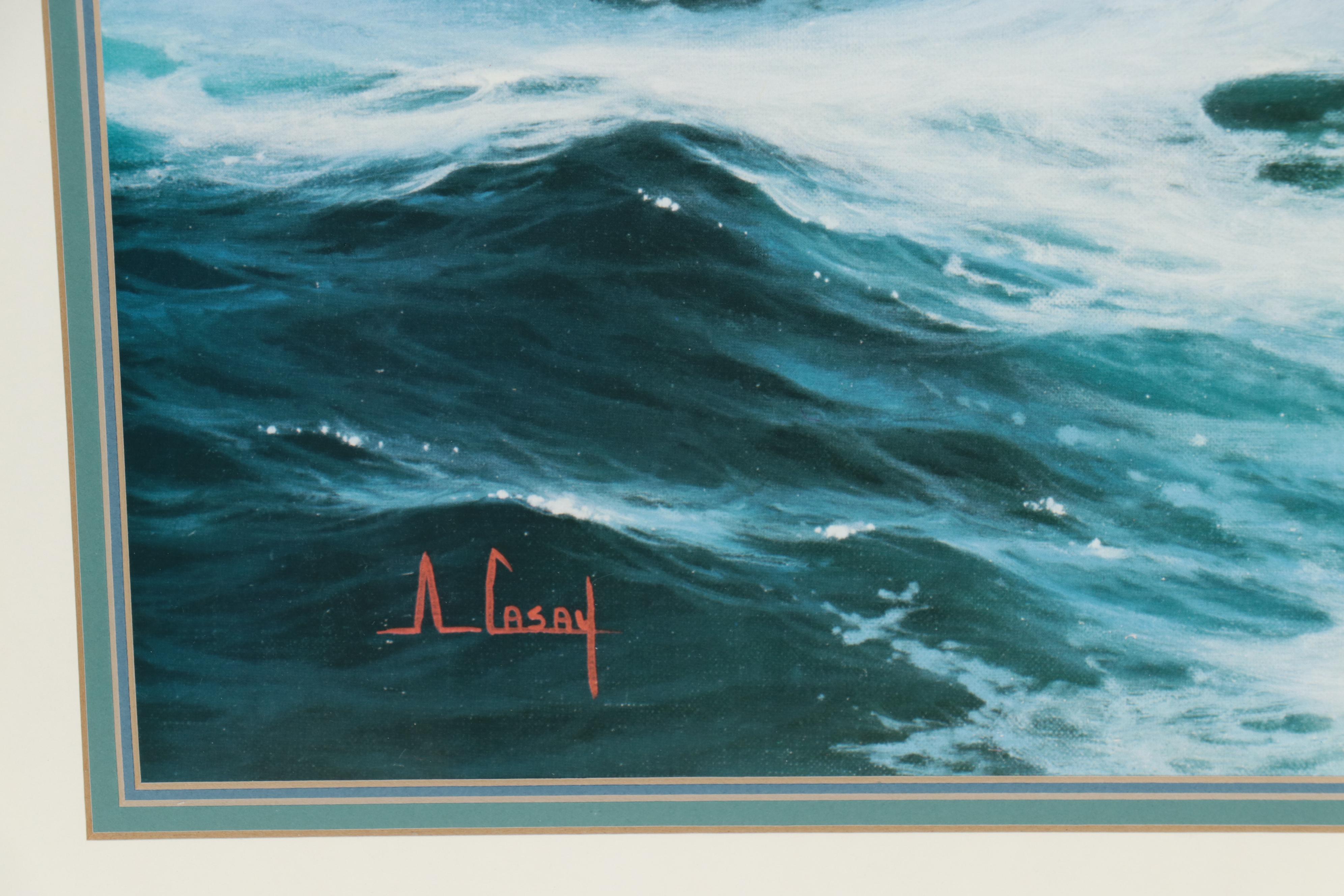 Anthony Casay Offset Lithograph of Crashing Waves, Late 20th Century