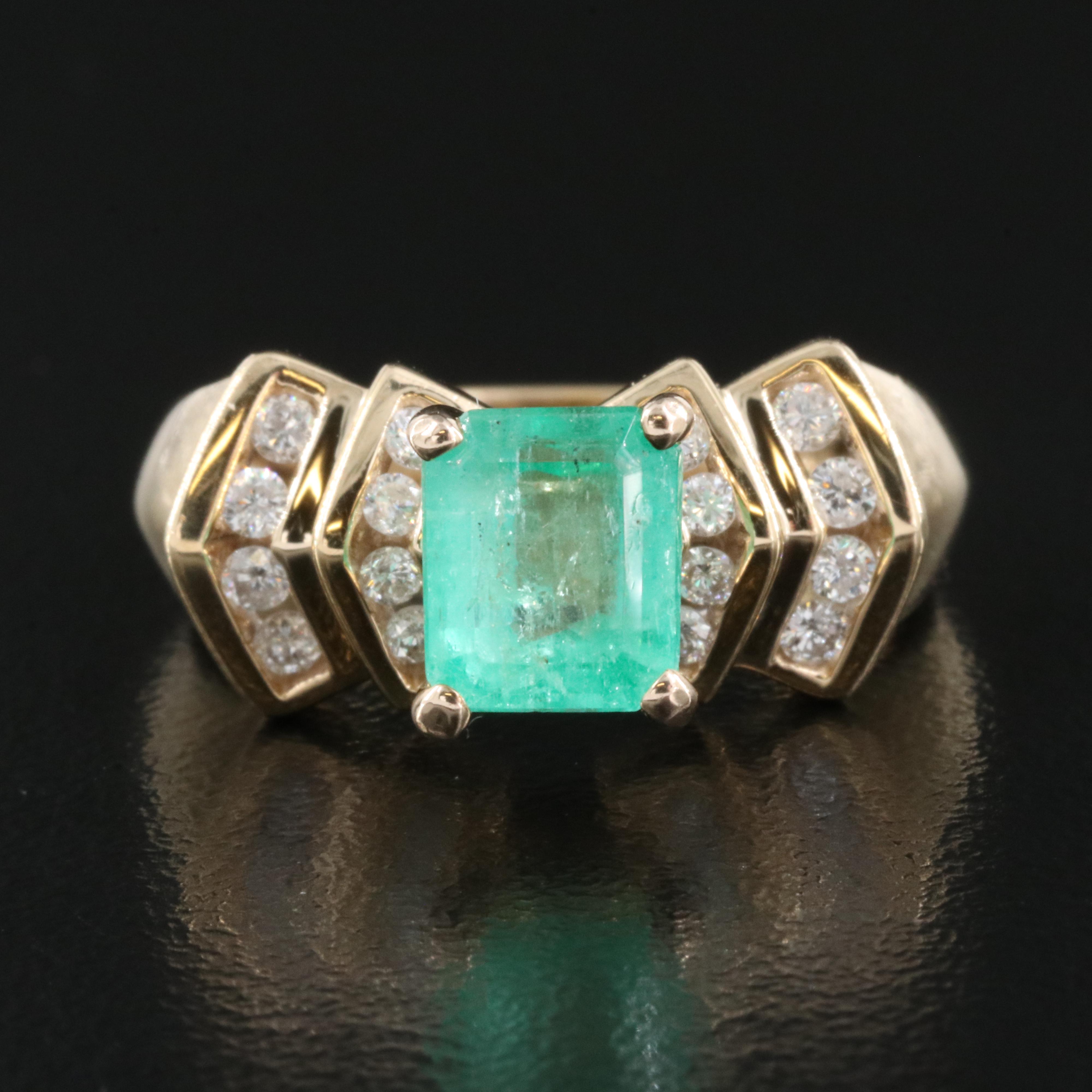 10K 1.68 CT Emerald and Diamond Ring