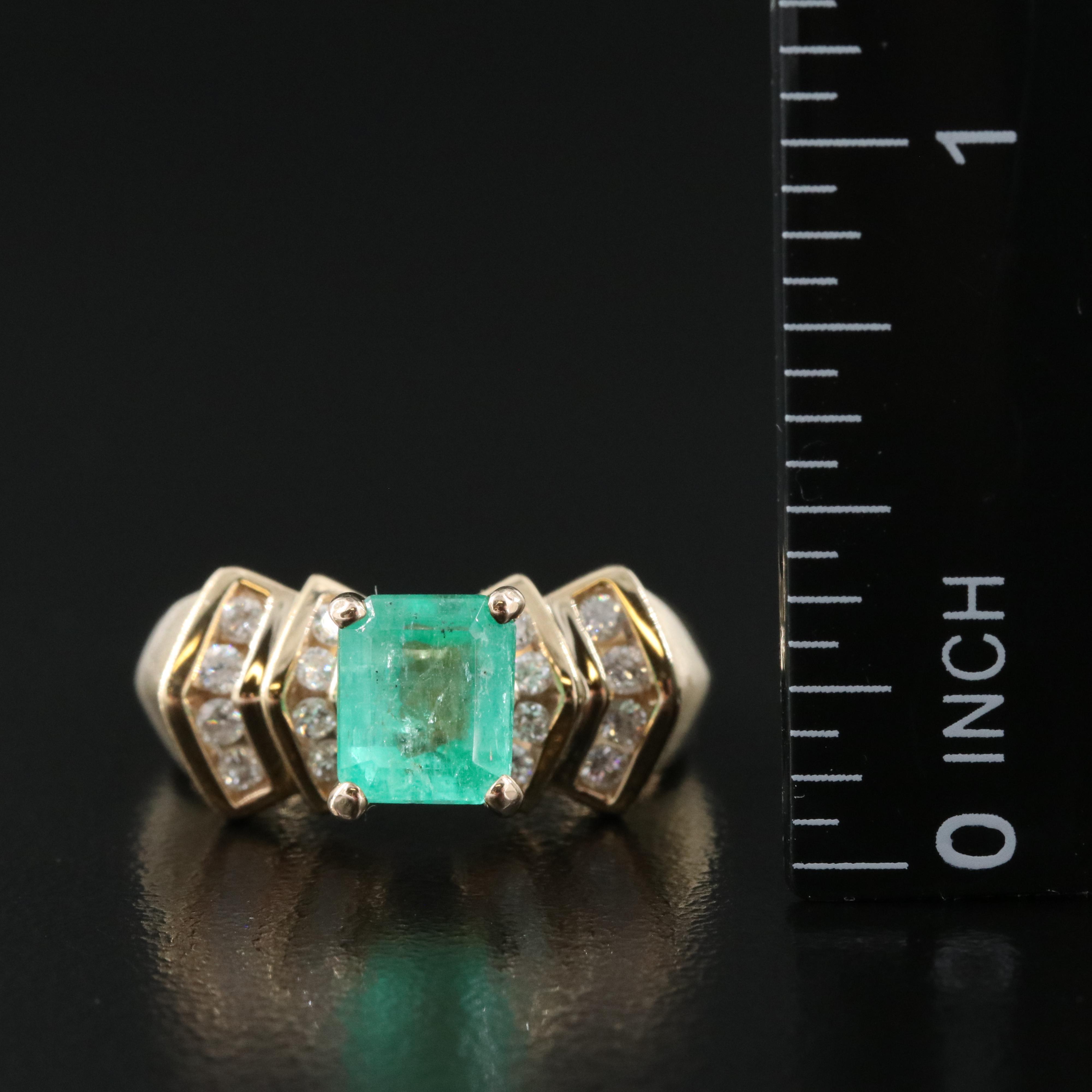 10K 1.68 CT Emerald and Diamond Ring