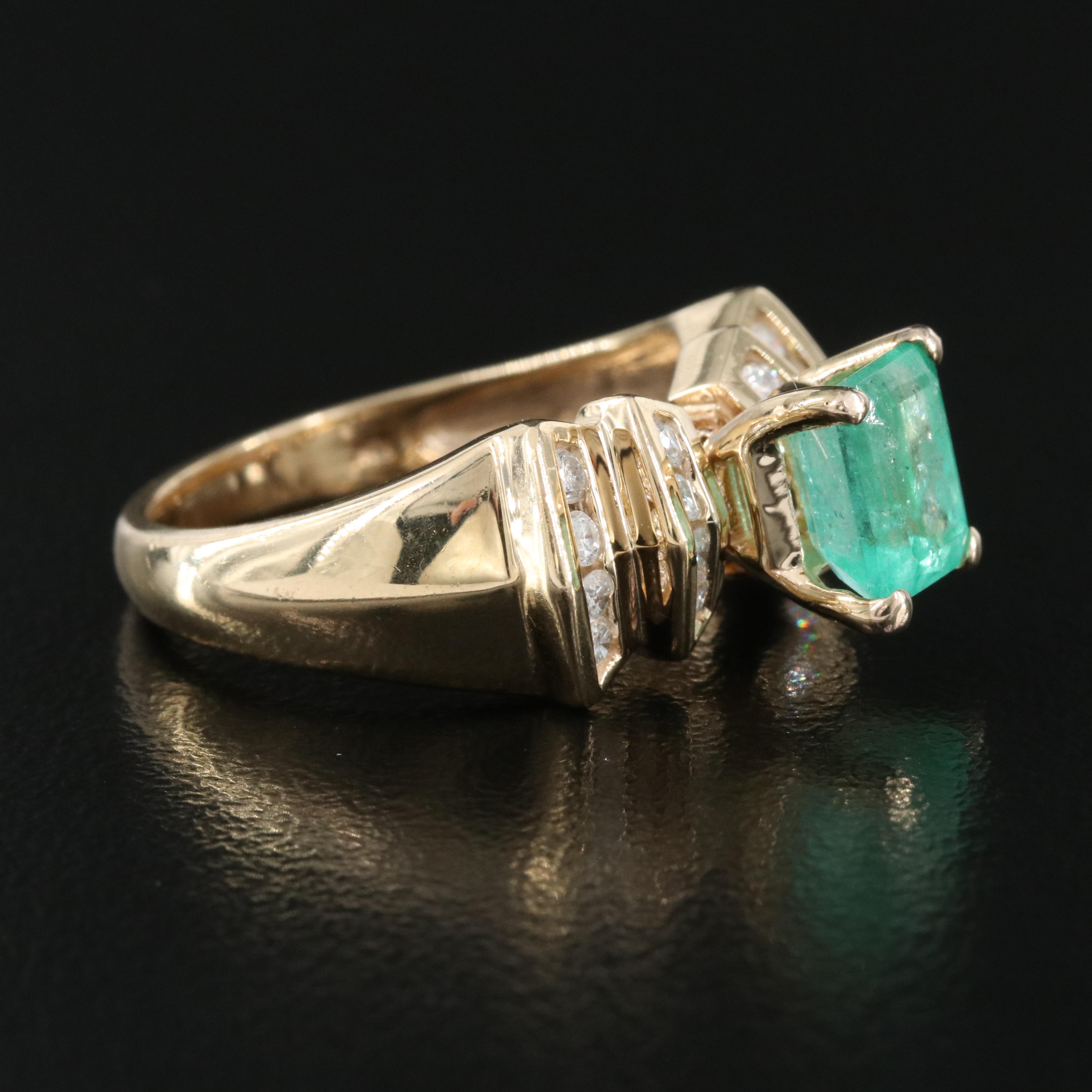 10K 1.68 CT Emerald and Diamond Ring