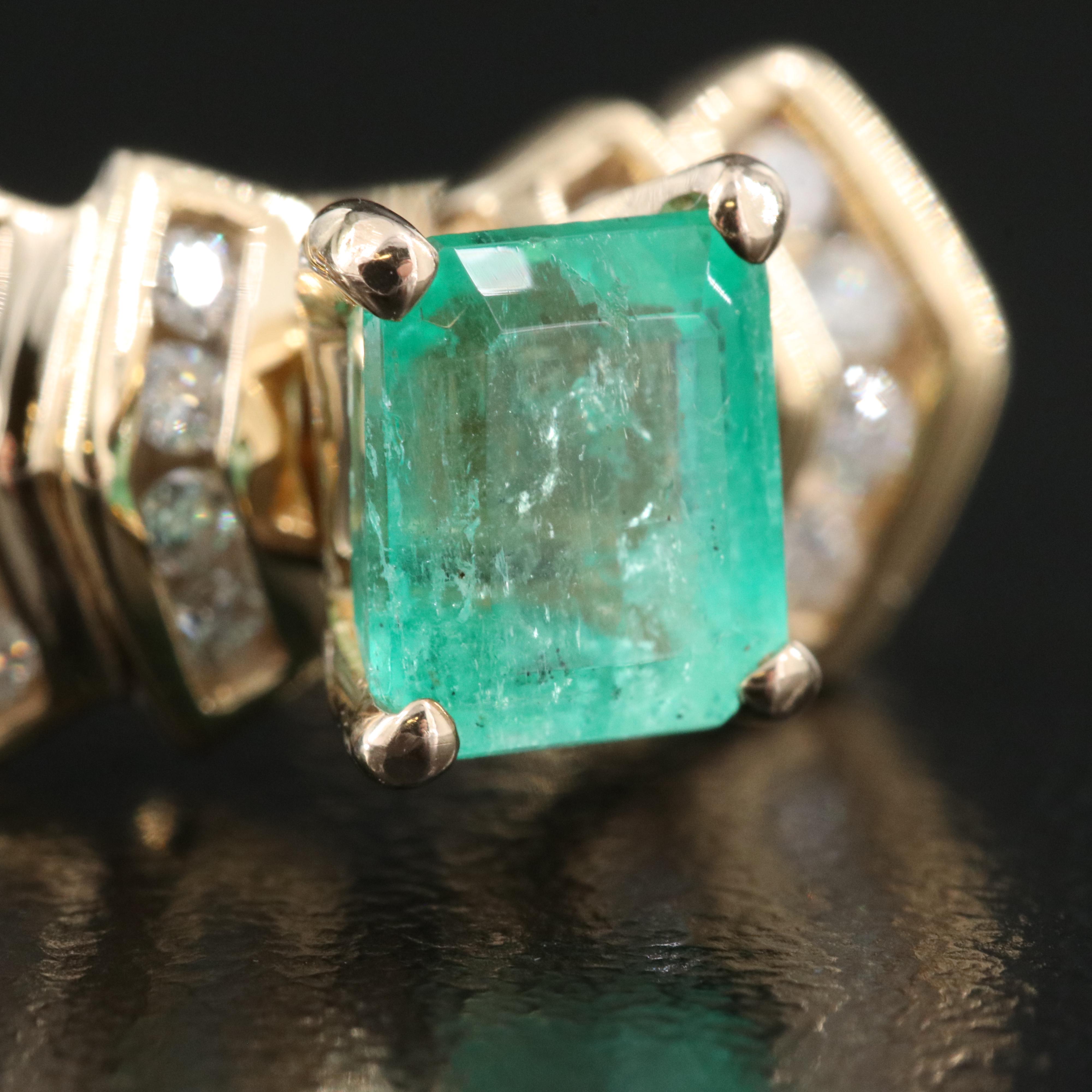 10K 1.68 CT Emerald and Diamond Ring