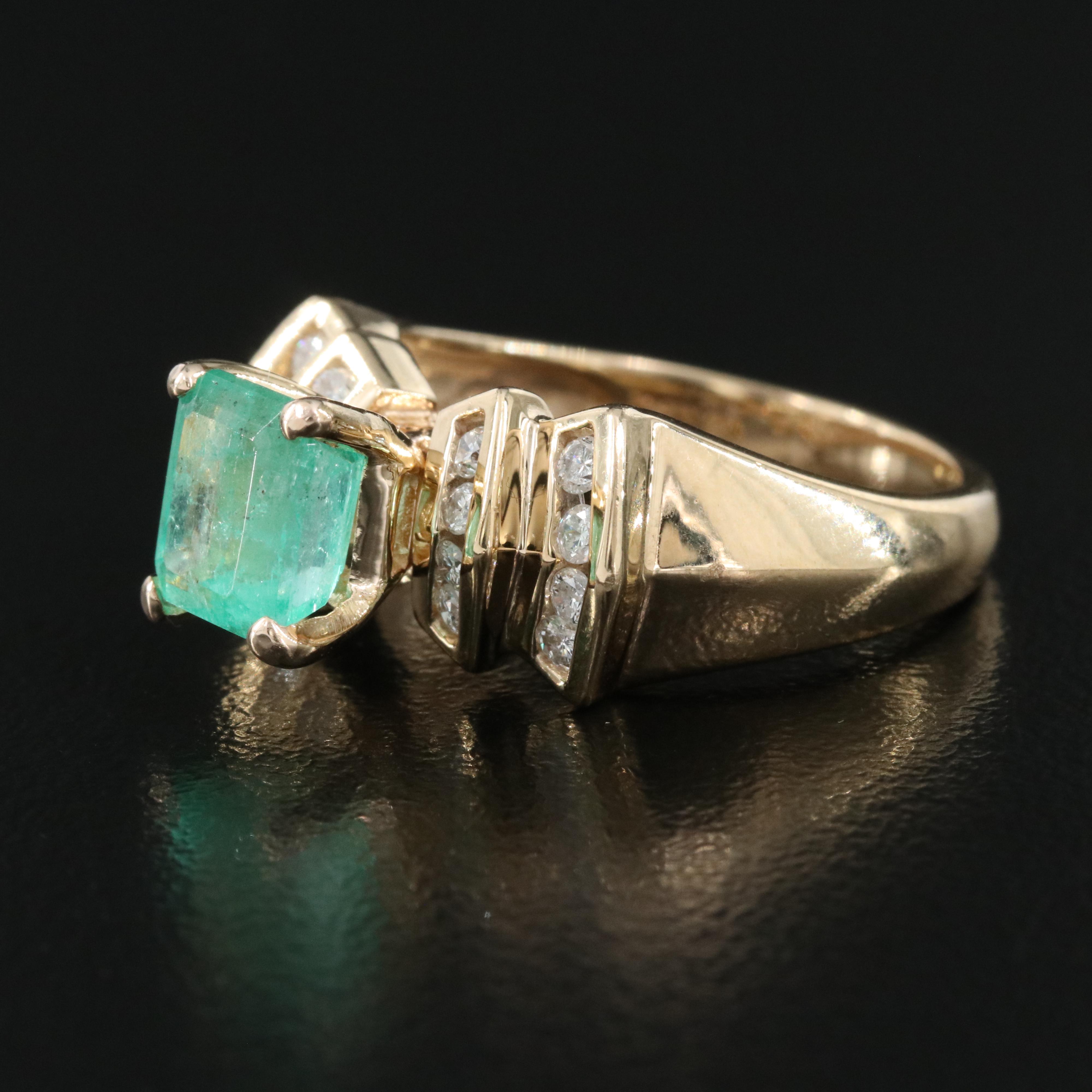 10K 1.68 CT Emerald and Diamond Ring