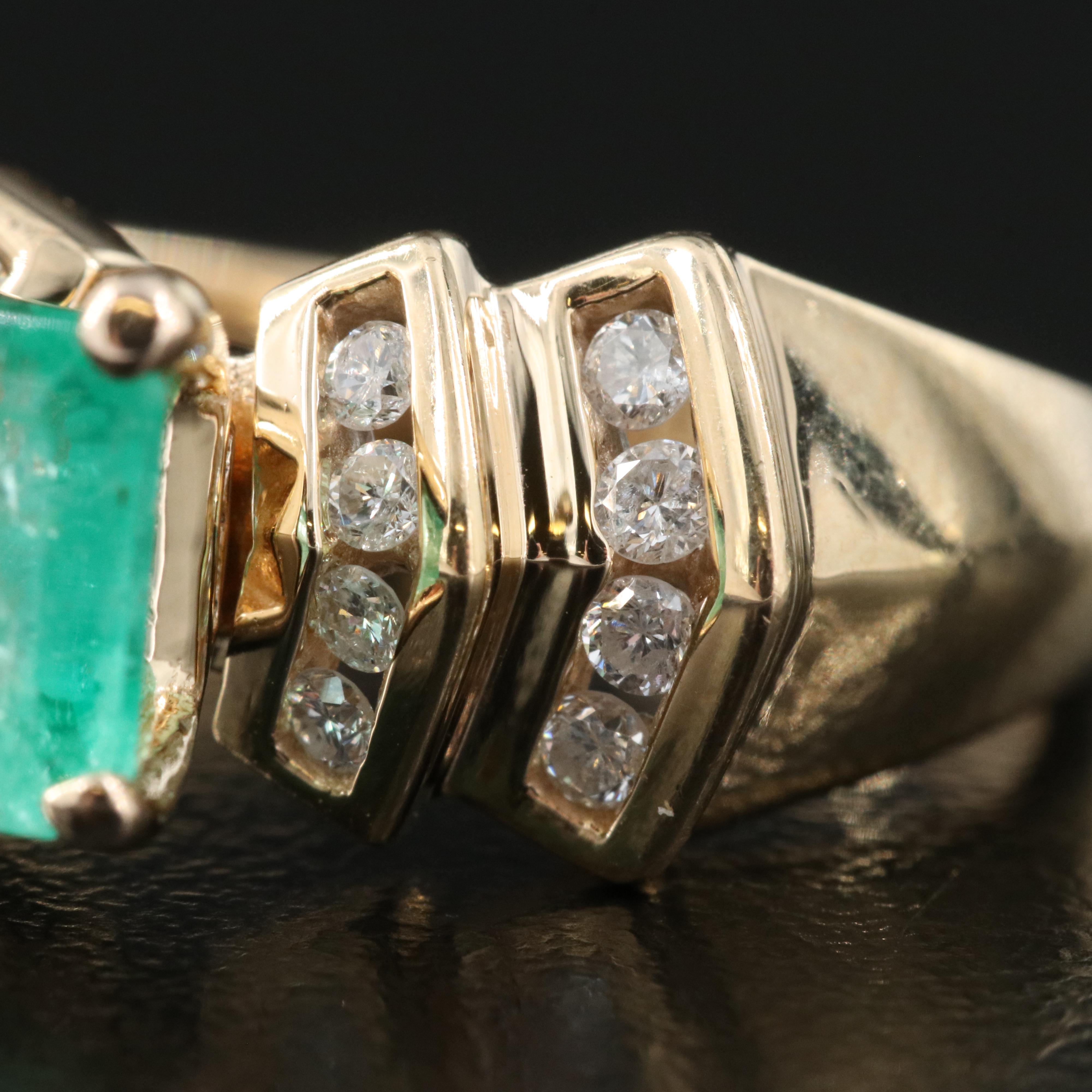 10K 1.68 CT Emerald and Diamond Ring