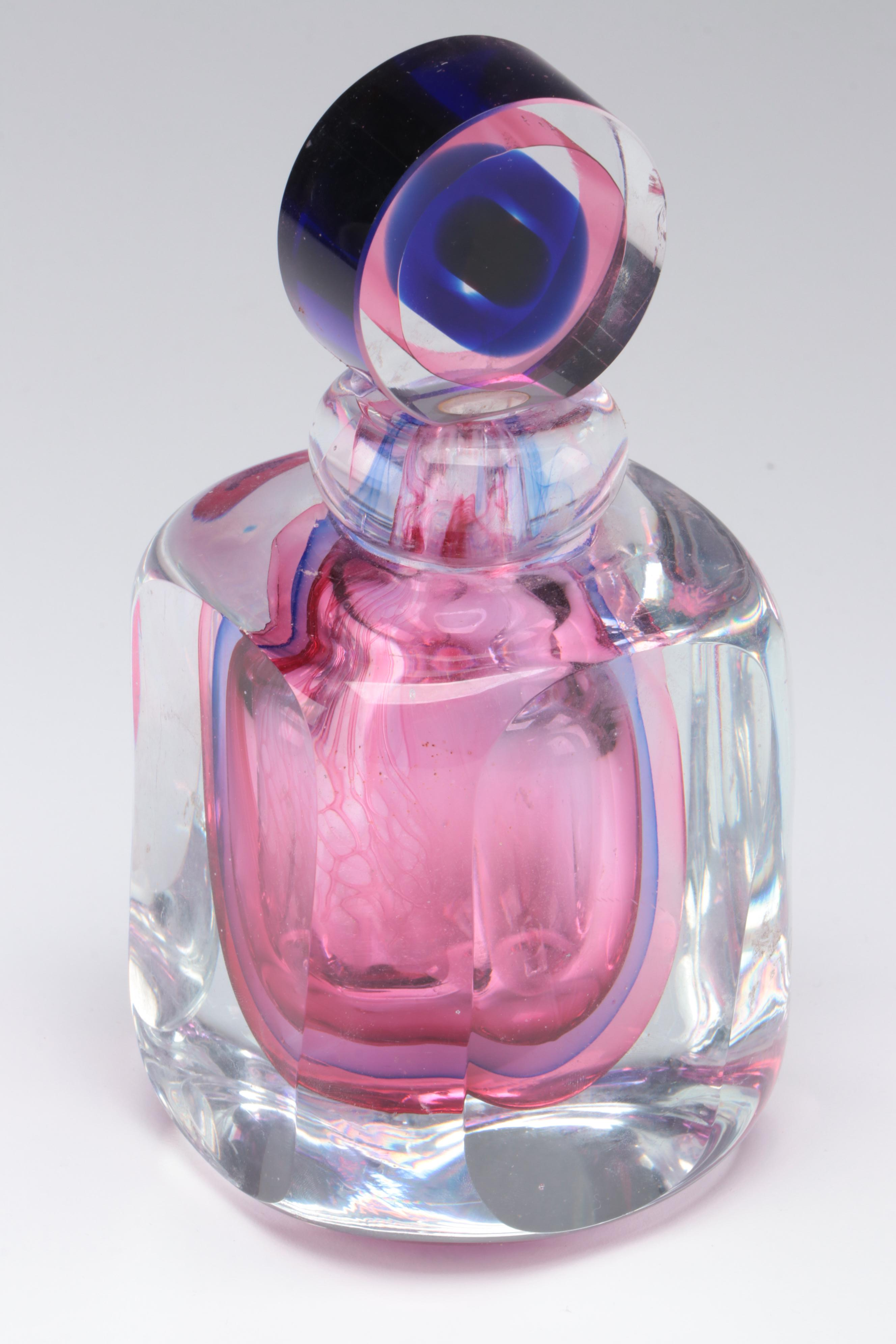 Teardrop Art Glass Paperweight and Glass Perfume Bottle