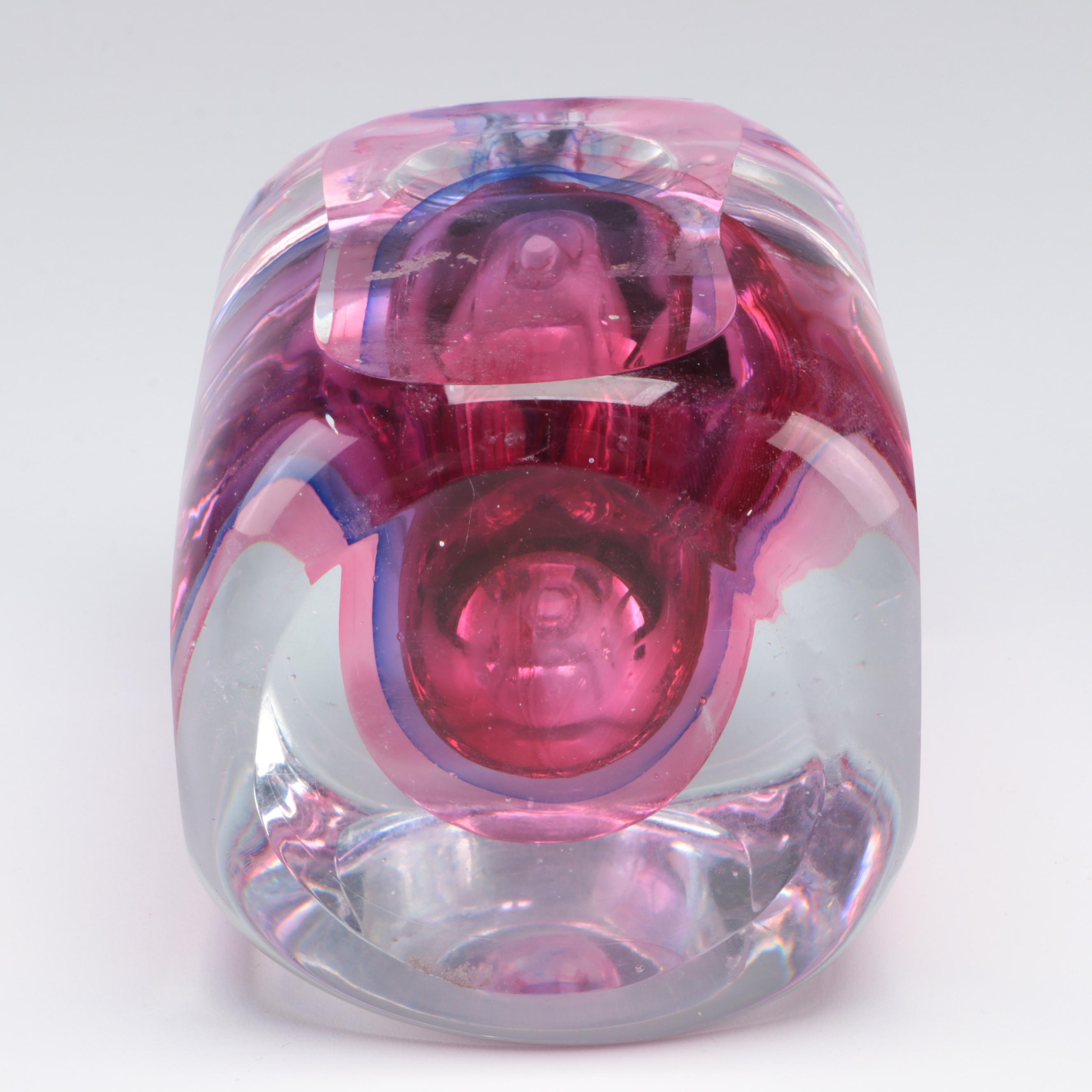 Teardrop Art Glass Paperweight and Glass Perfume Bottle