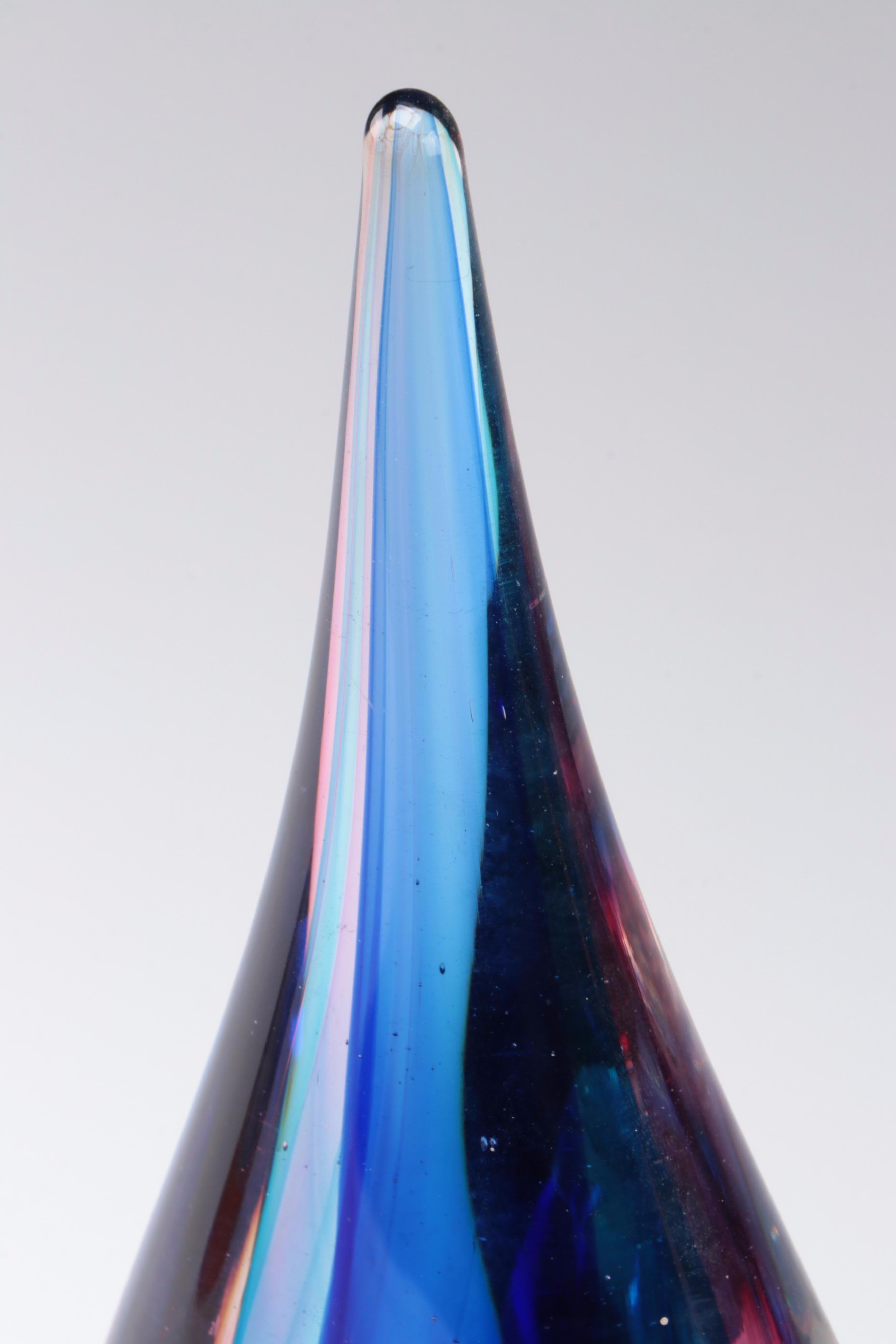 Teardrop Art Glass Paperweight and Glass Perfume Bottle