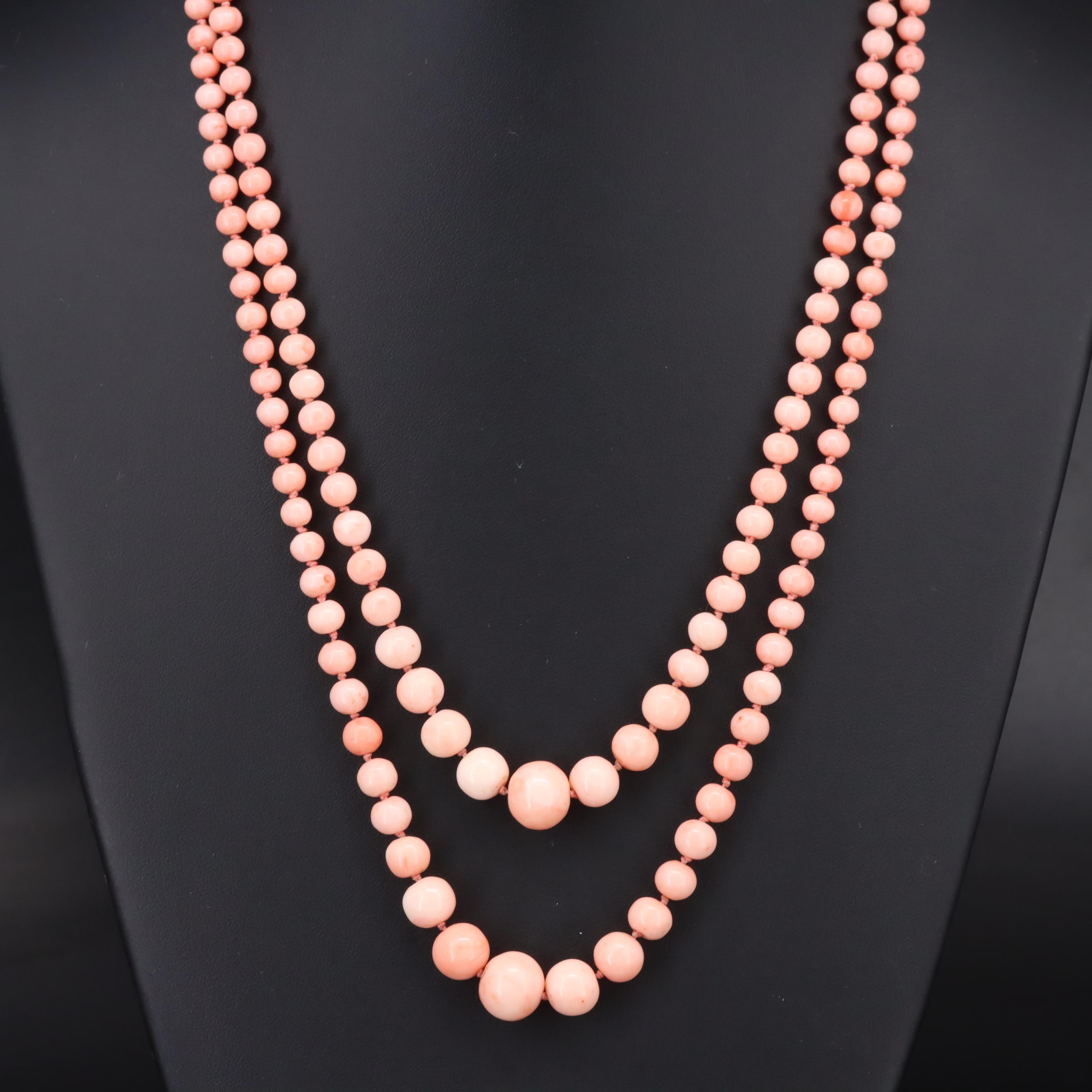 14K Coral Double Strand Necklace