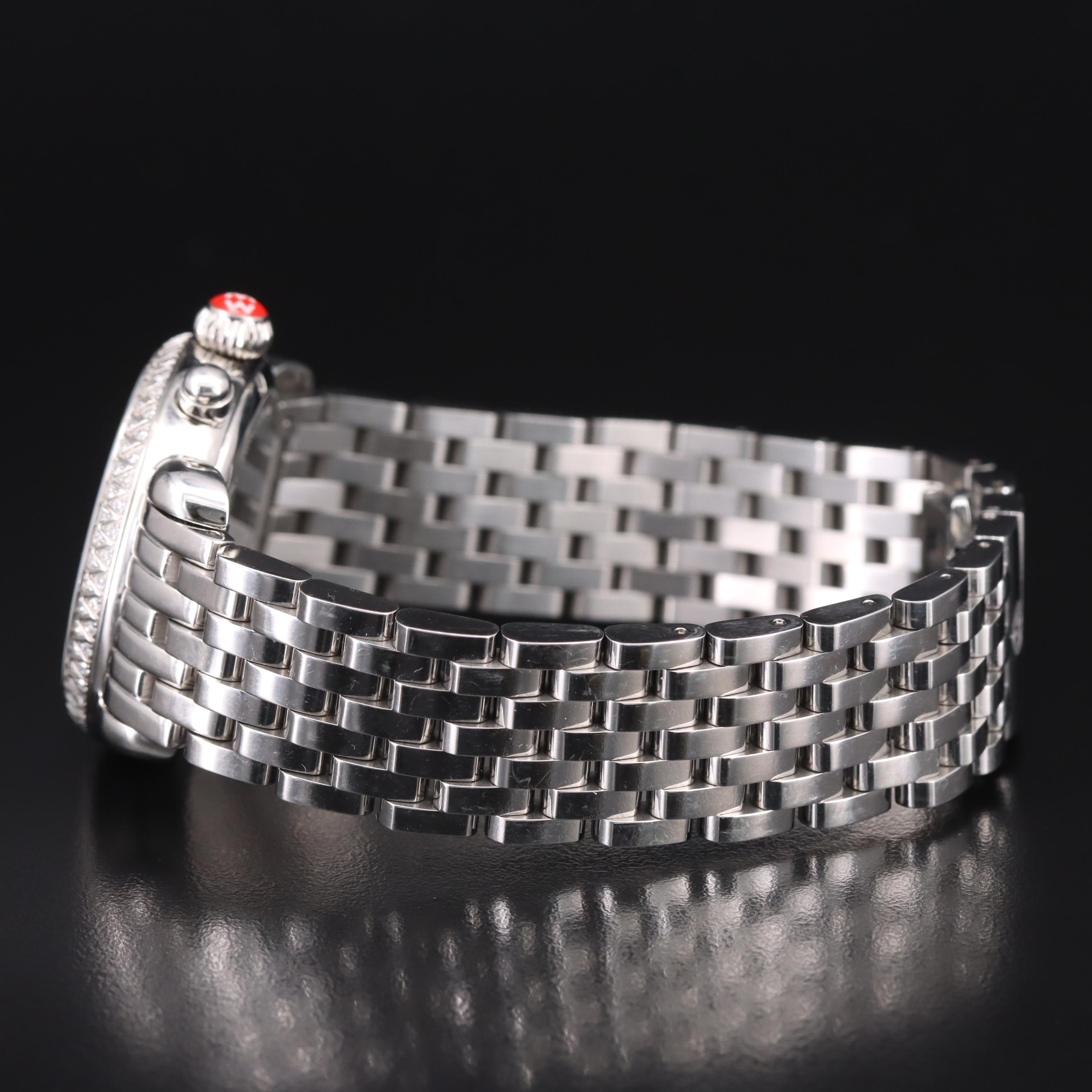 Michele Mother-of-Pearl, Diamond Dial and Bezel Chronograph Watch