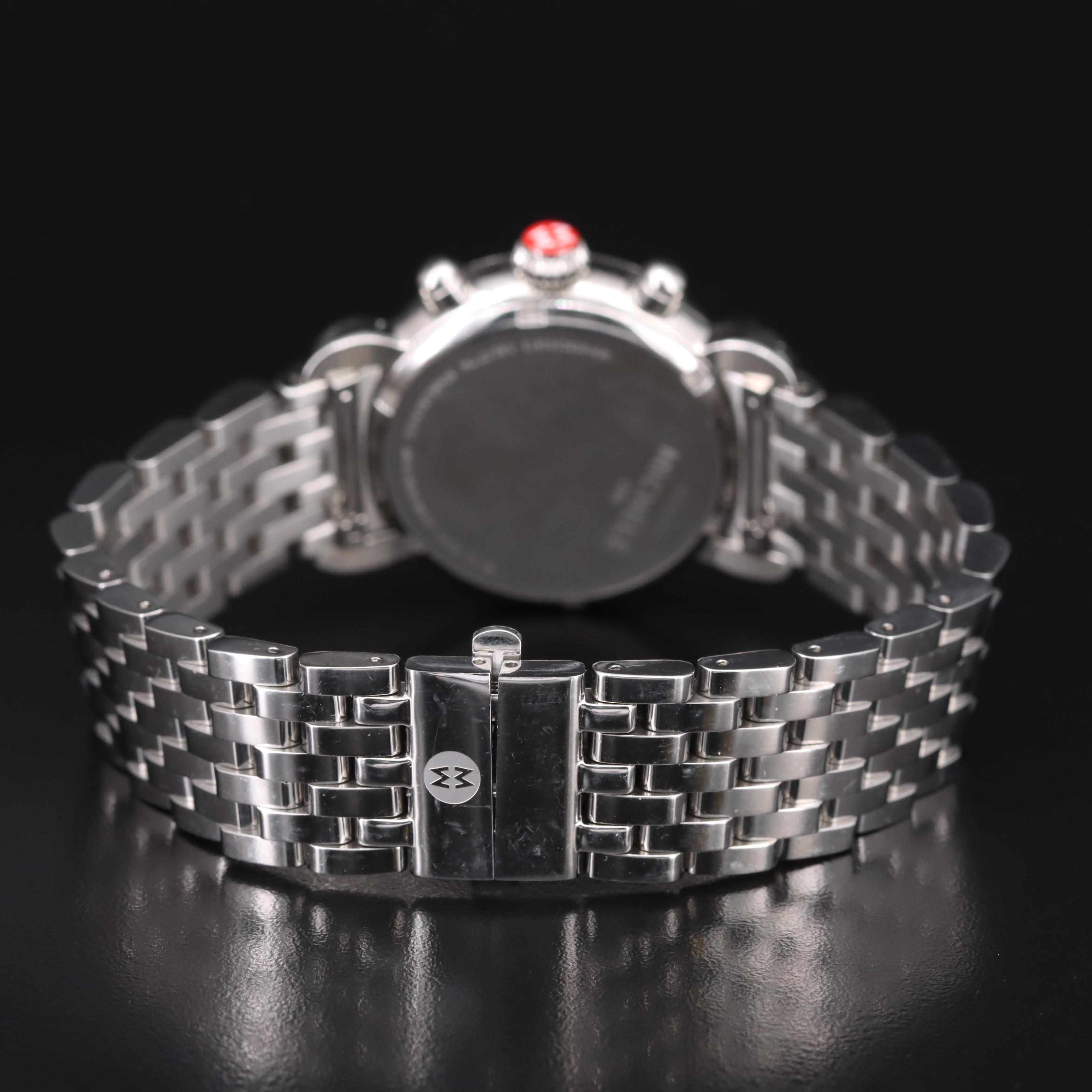 Michele Mother-of-Pearl, Diamond Dial and Bezel Chronograph Watch