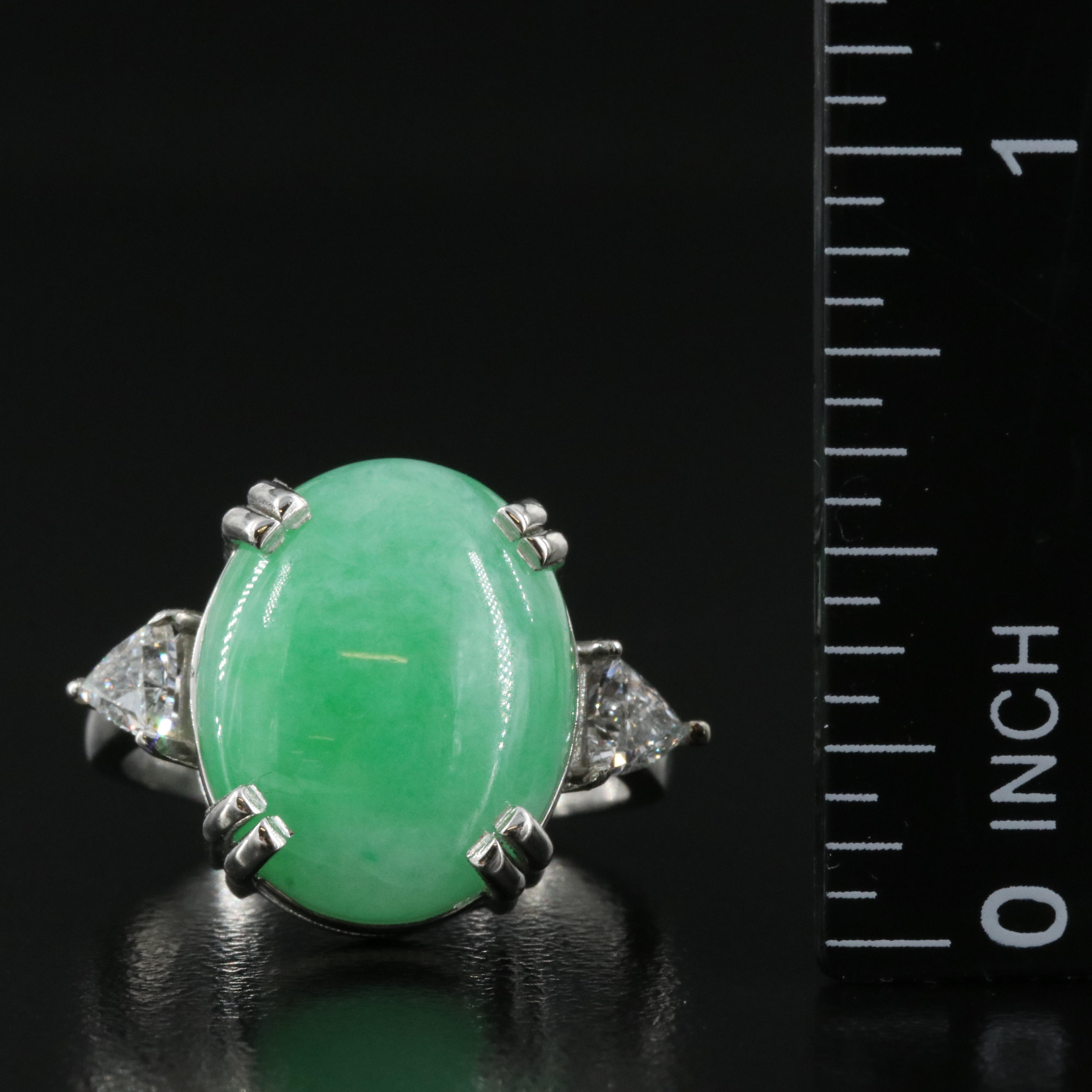Platinum Jadeite and Diamond Ring with GIA Report