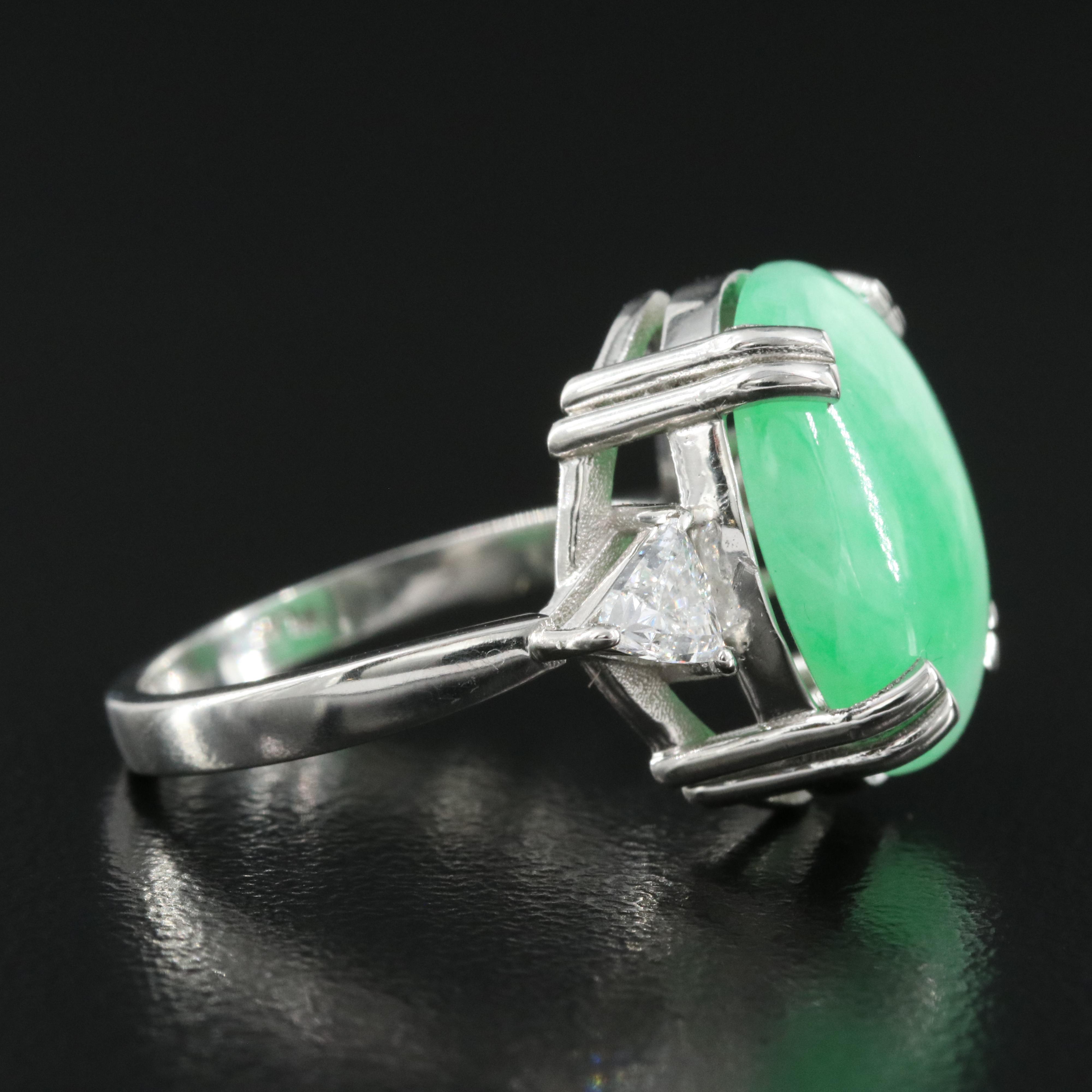 Platinum Jadeite and Diamond Ring with GIA Report