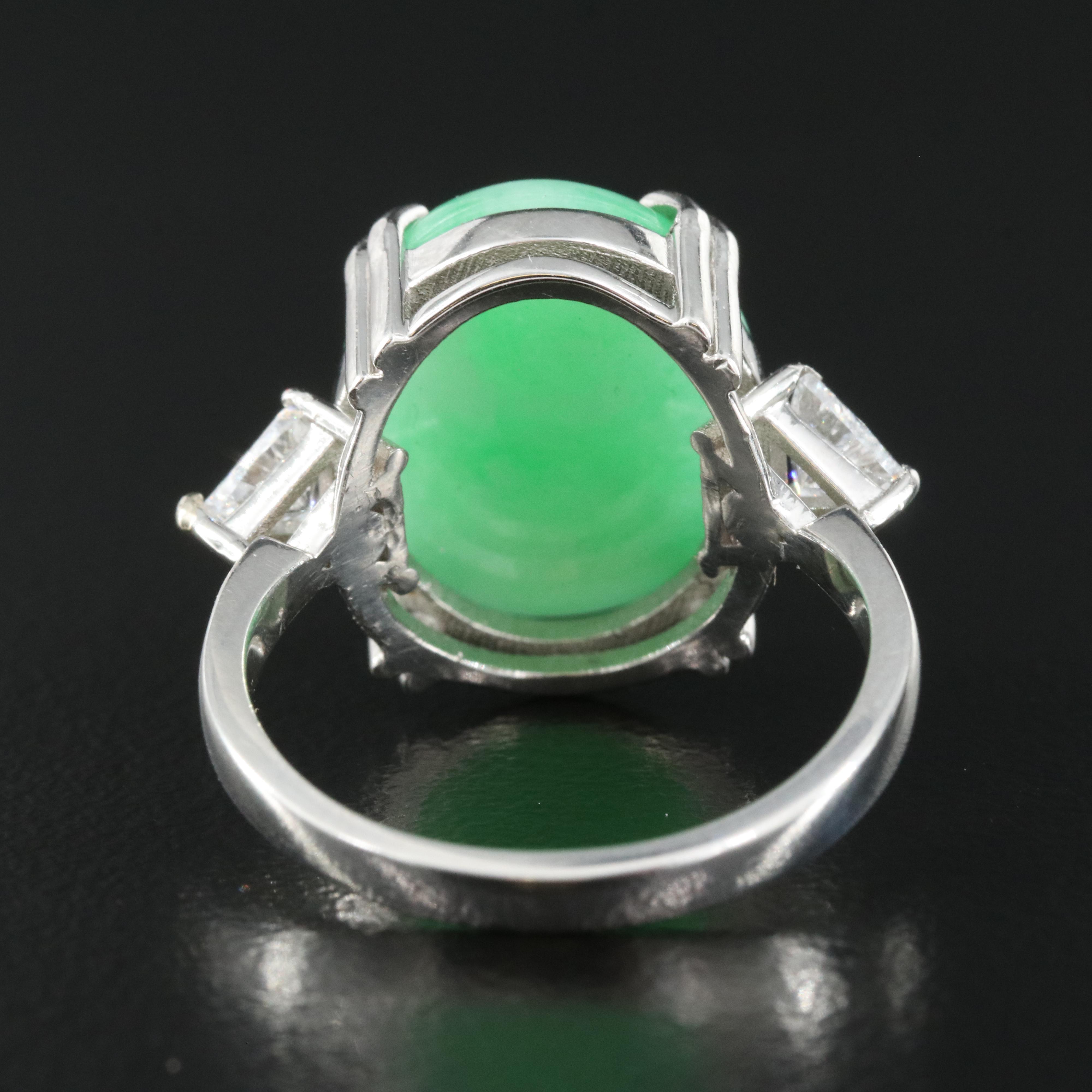 Platinum Jadeite and Diamond Ring with GIA Report