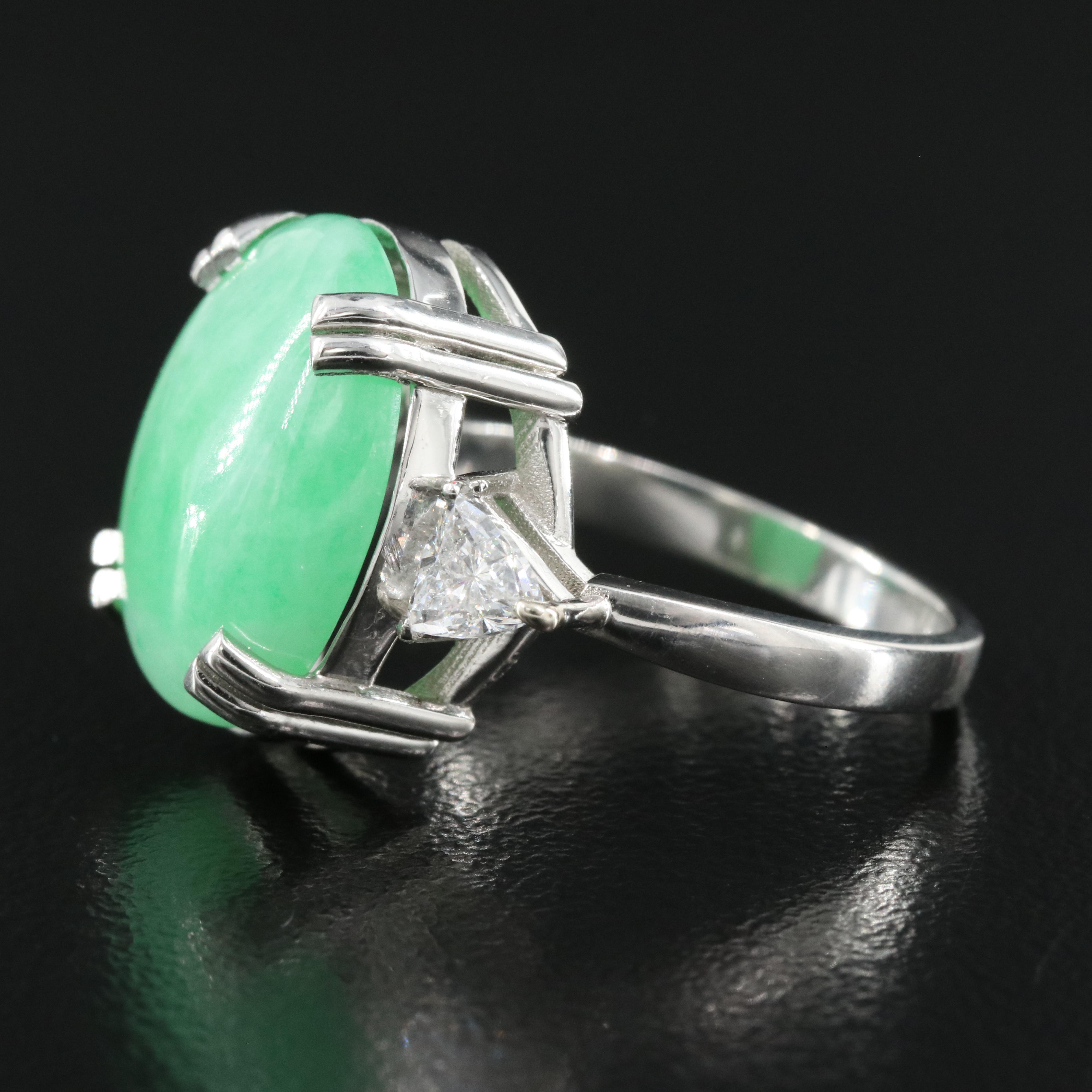 Platinum Jadeite and Diamond Ring with GIA Report