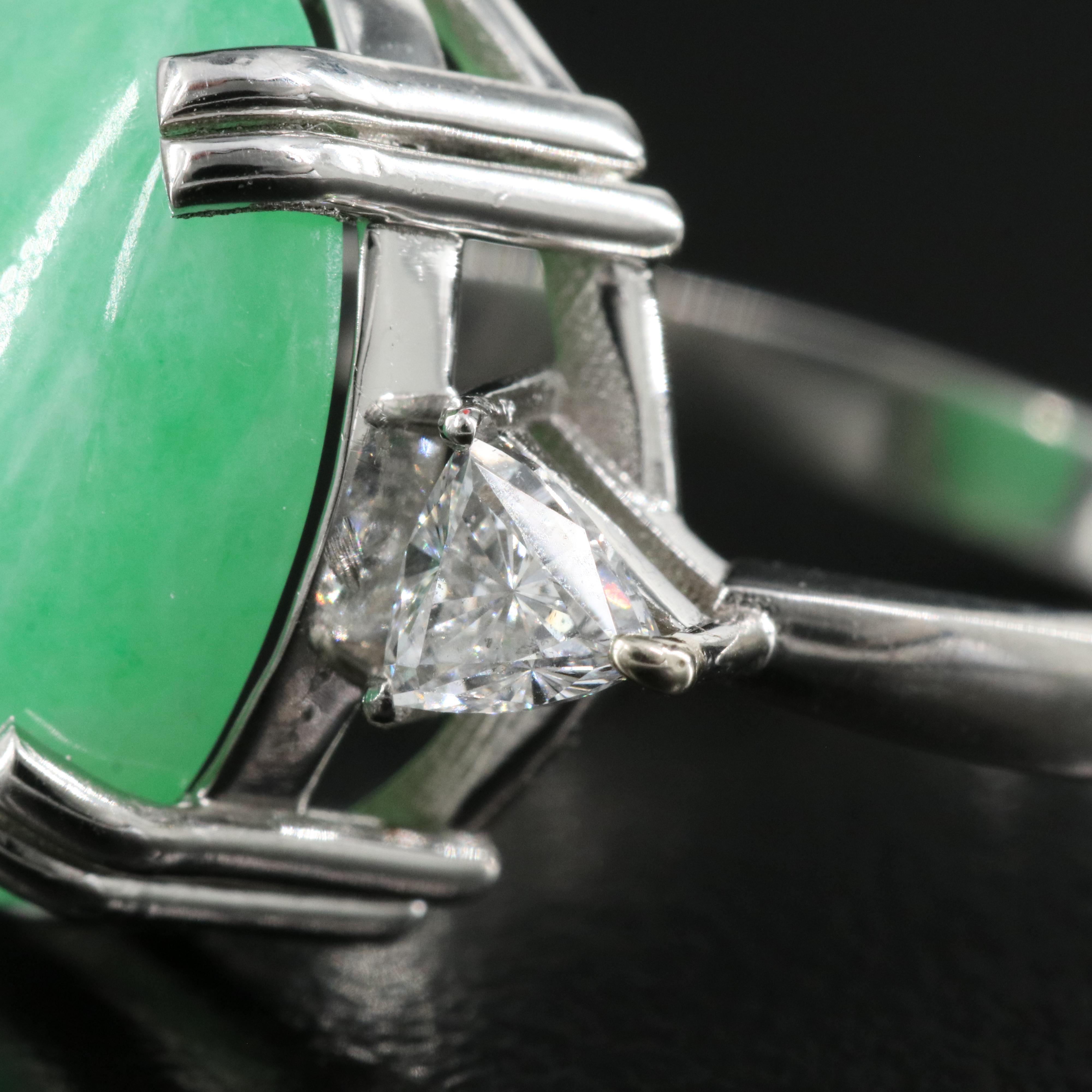 Platinum Jadeite and Diamond Ring with GIA Report