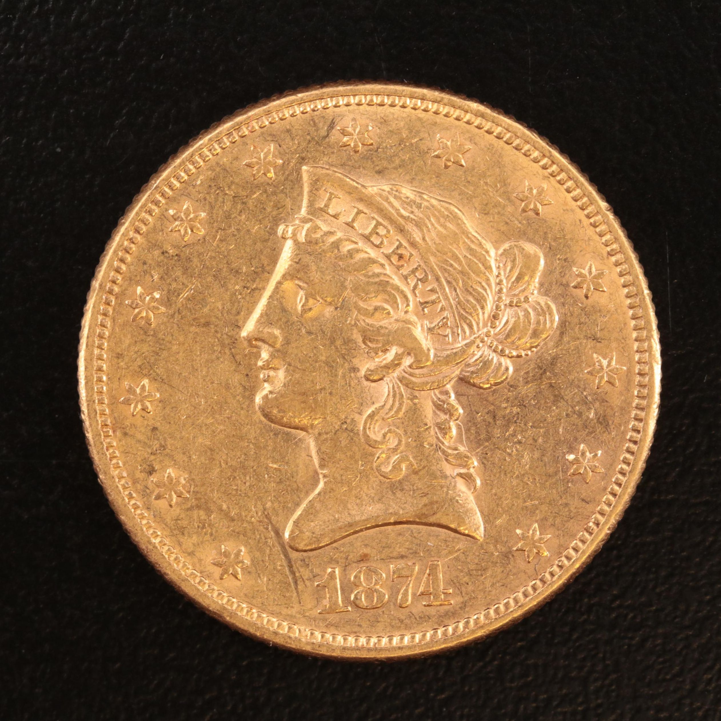 1874 Liberty Head $10 Gold Coin