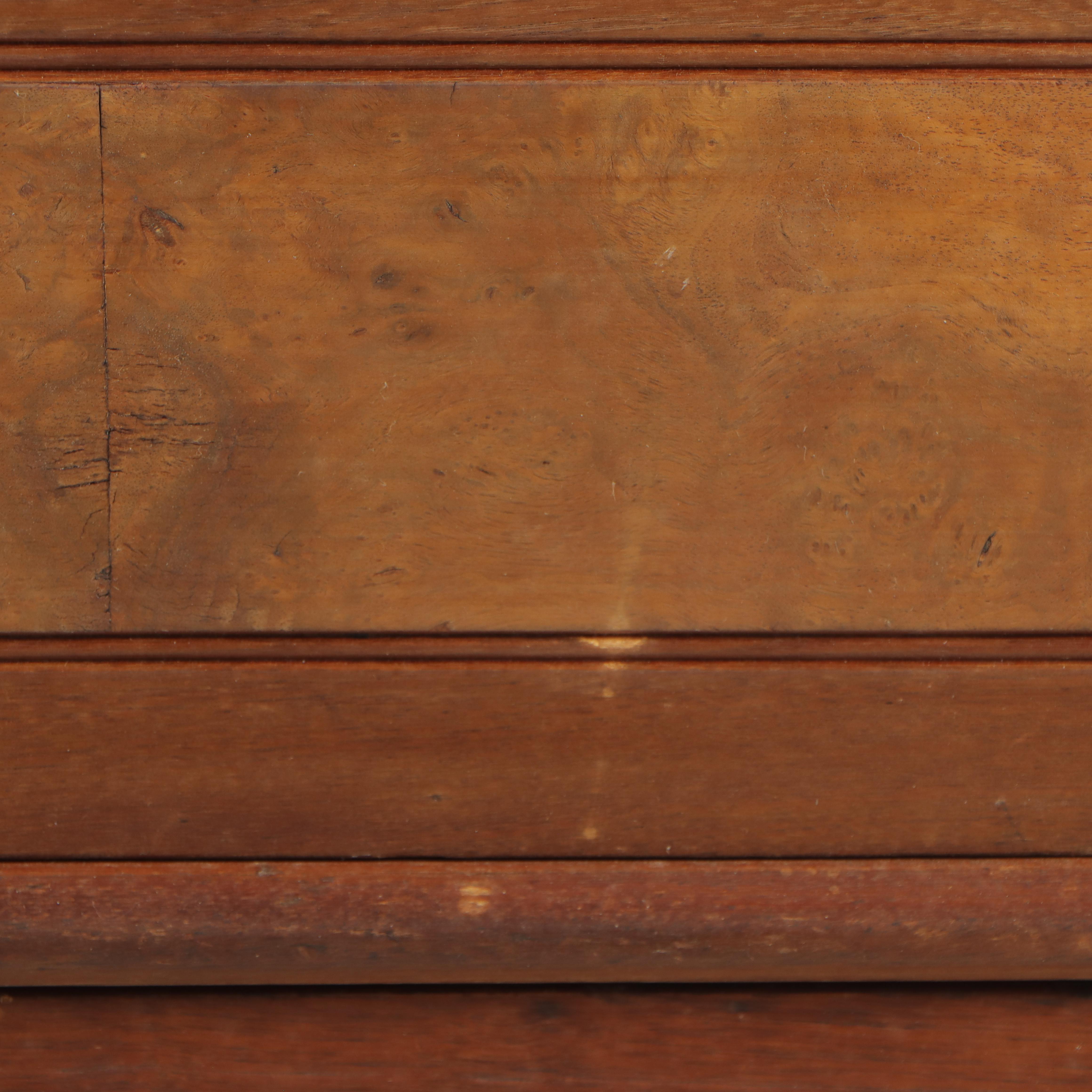 Victorian Walnut and Burl Walnut Six-Drawer Side-Lock Chest, Late 19th Century