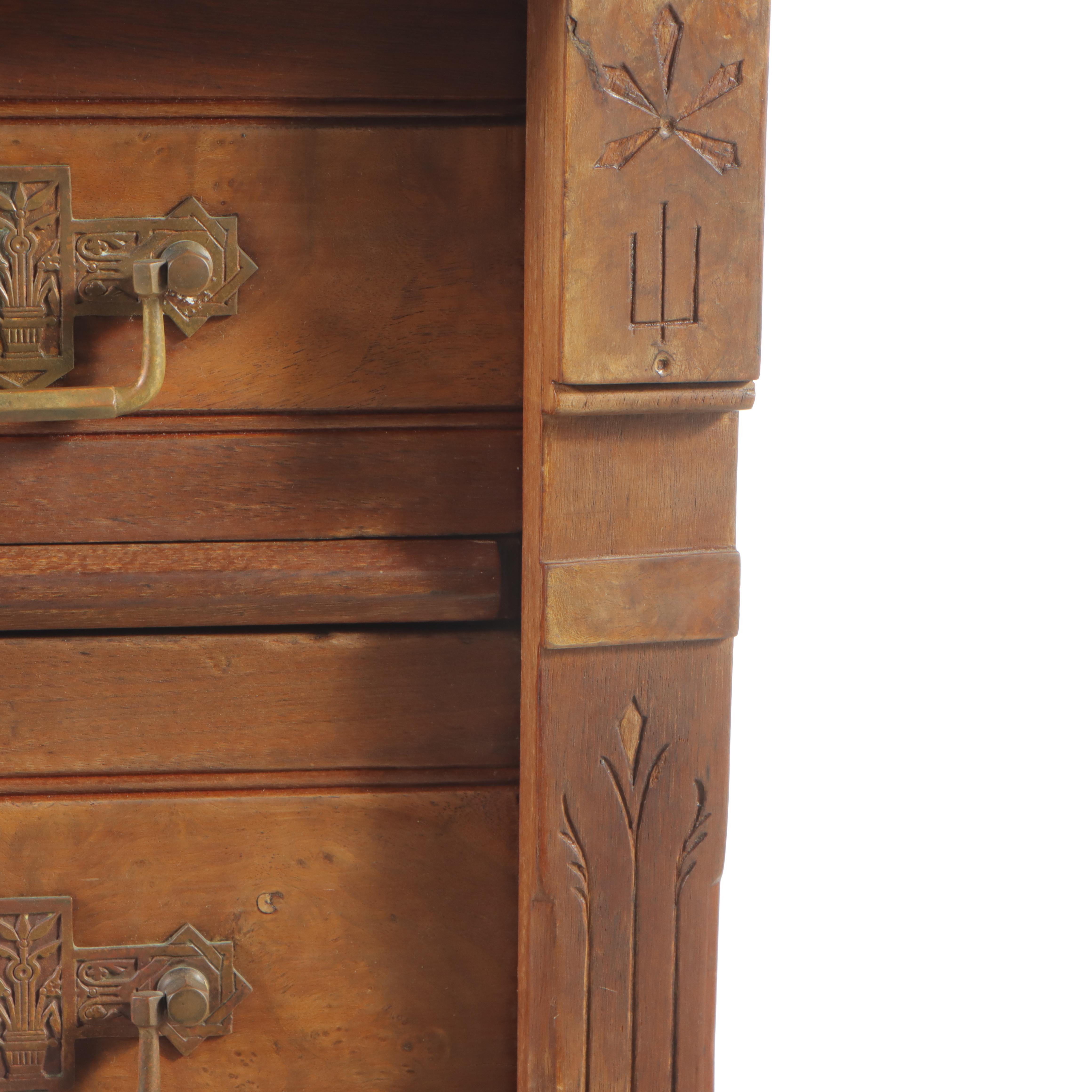 Victorian Walnut and Burl Walnut Six-Drawer Side-Lock Chest, Late 19th Century