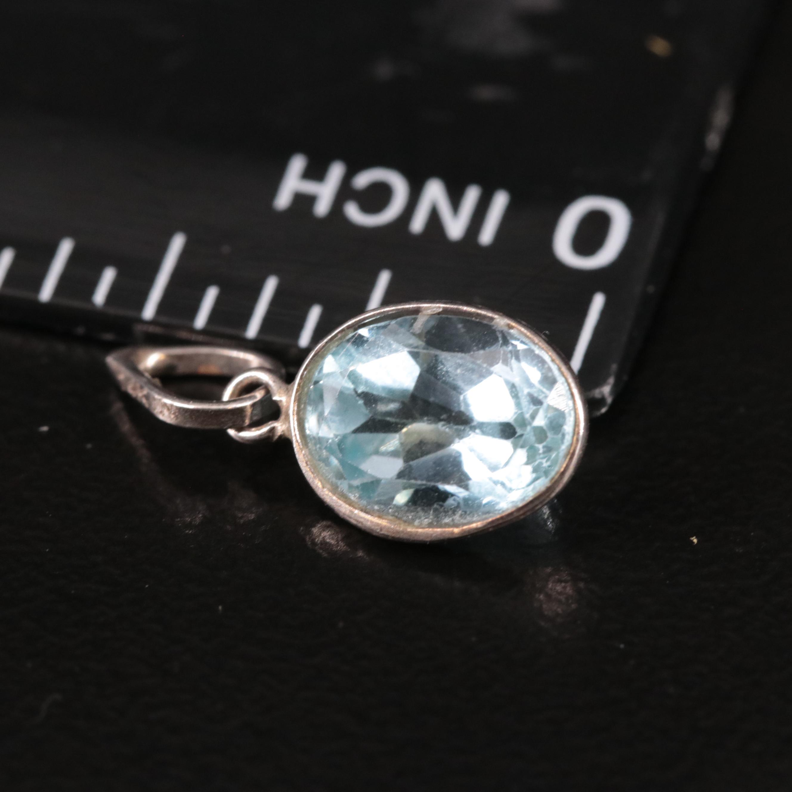14K Blue Topaz Pendant
