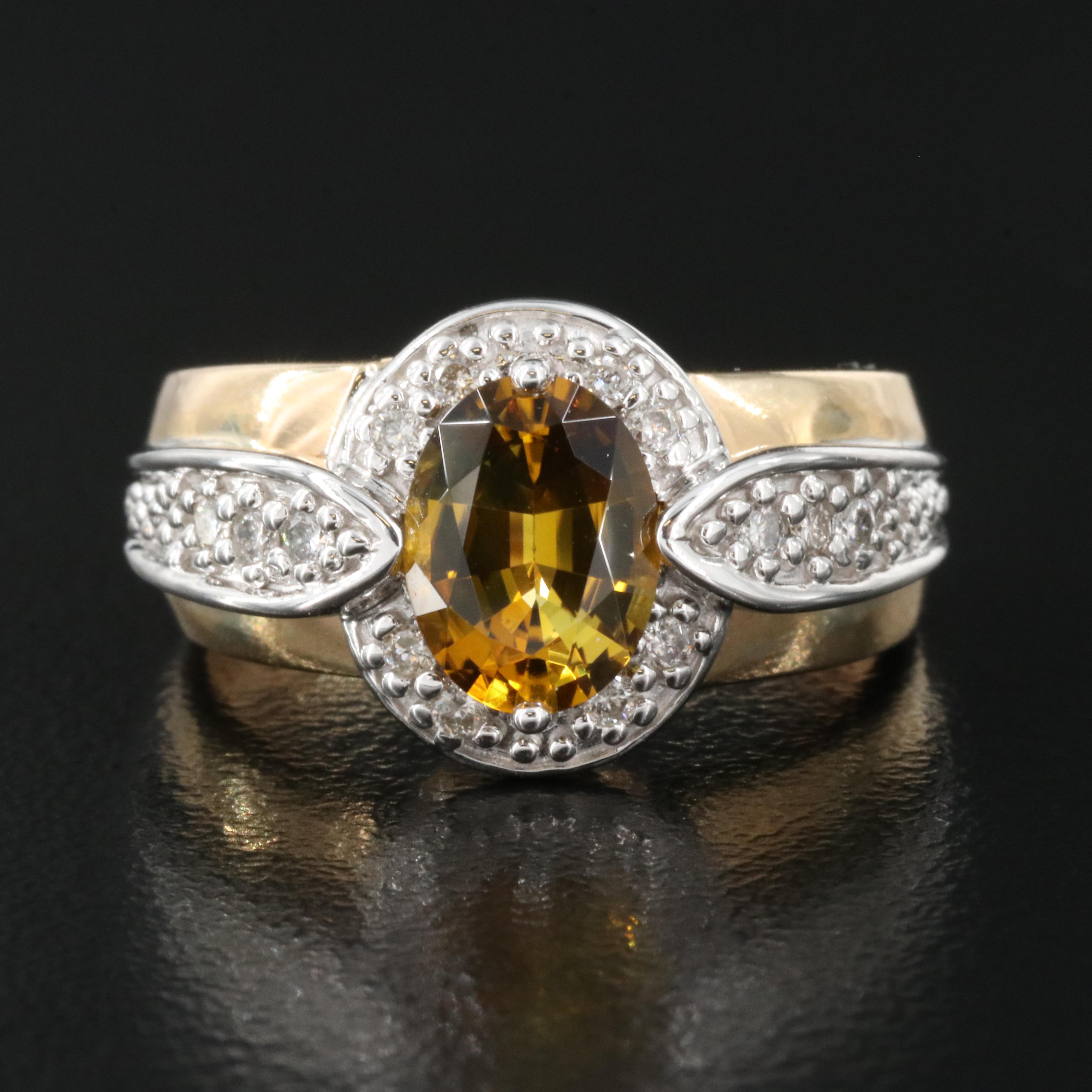 14K Tourmaline and Diamond Ring