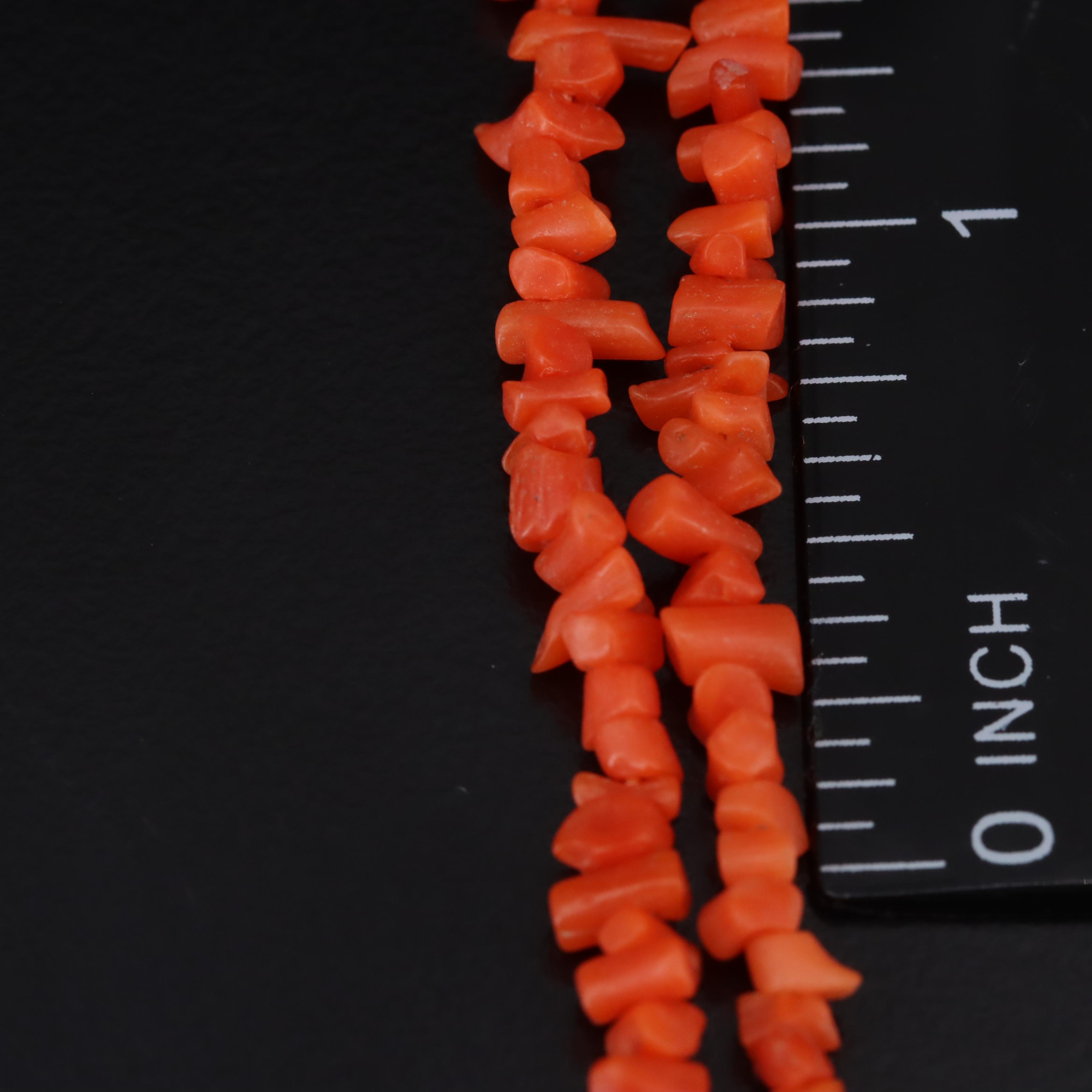 Coral Necklace Necklace with 14K Clasp and Hoop Earrings