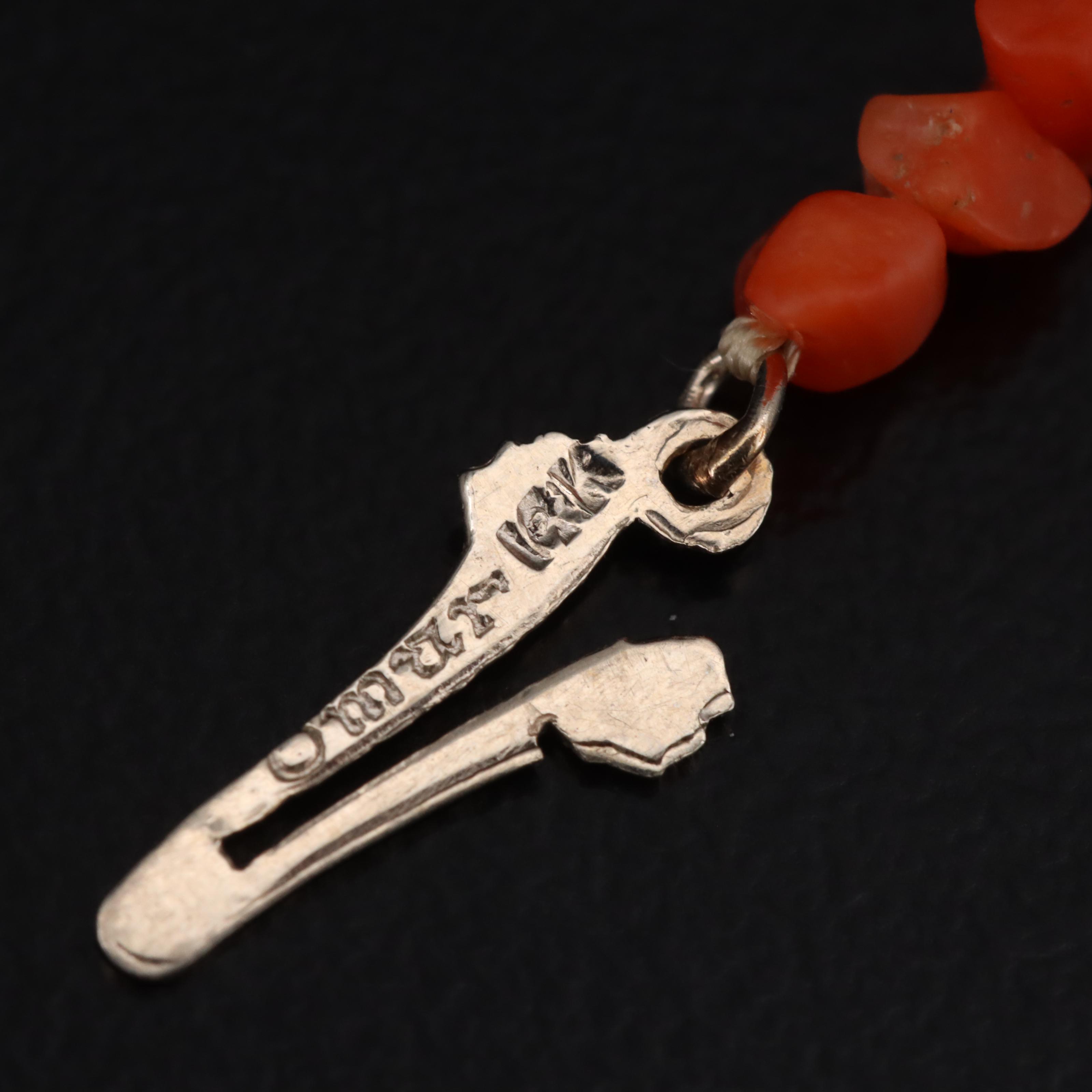 Coral Necklace Necklace with 14K Clasp and Hoop Earrings