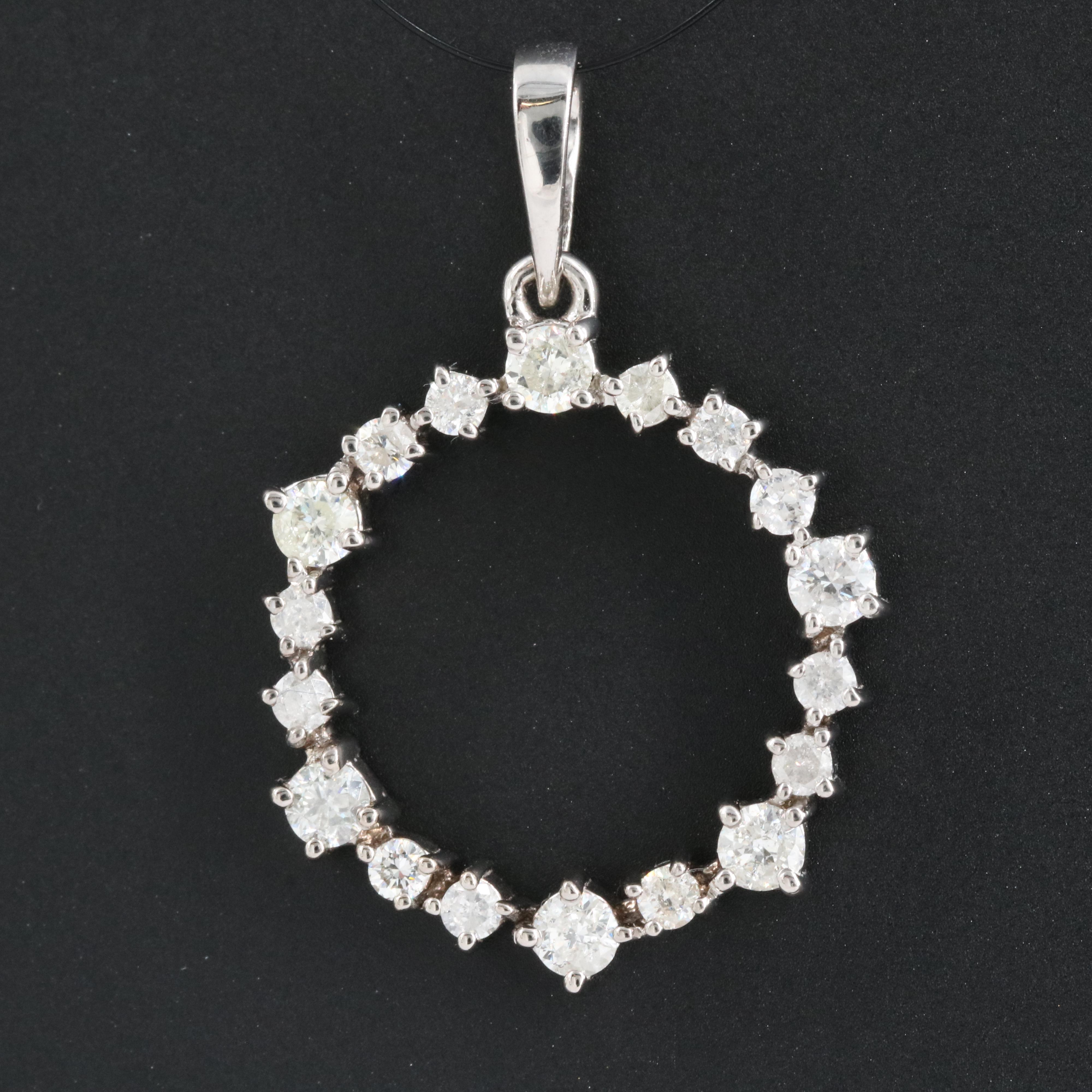 14K 0.75 CTW Diamond Circle Pendant