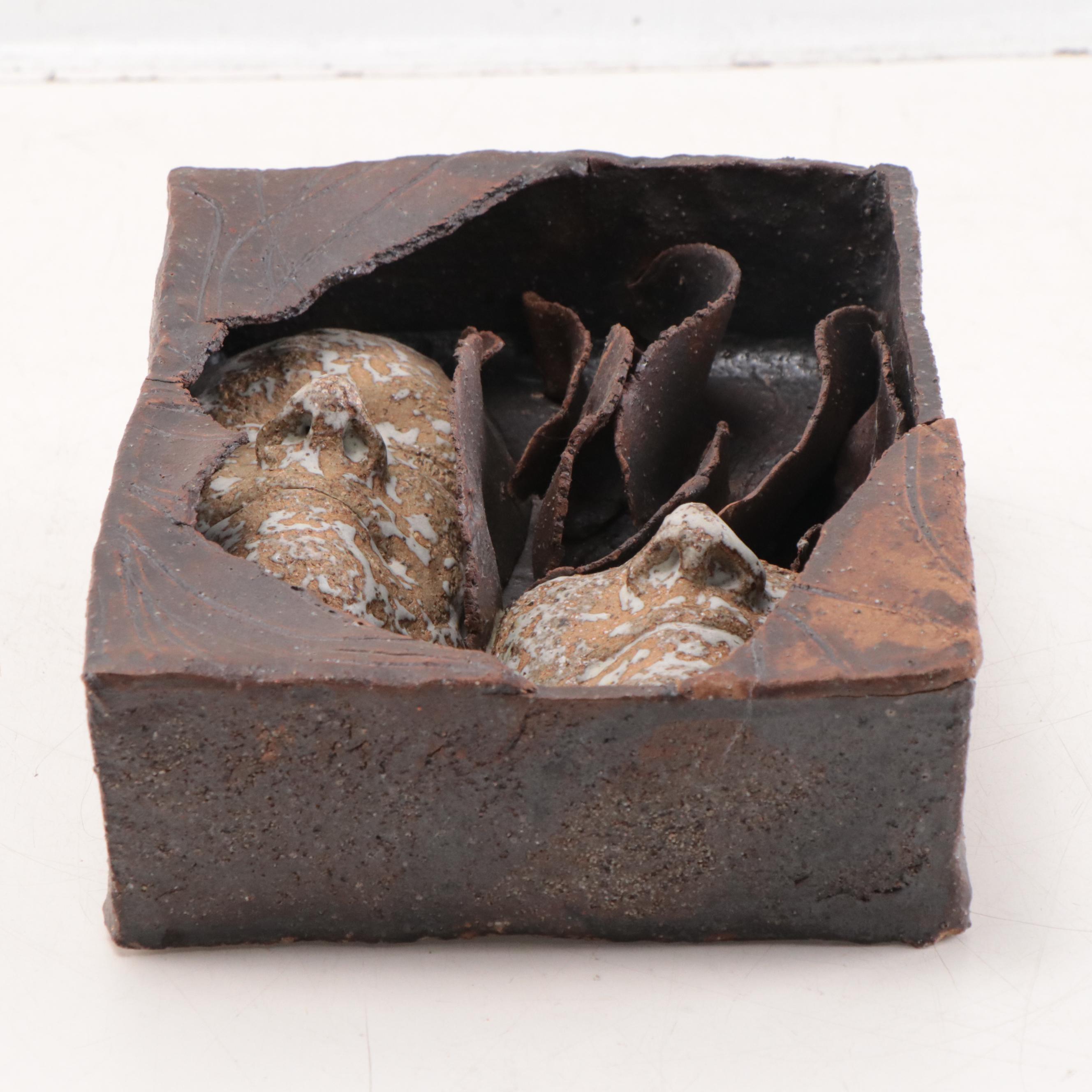 Sutherland Ceramic Wall Sculpture With Faces, 1982