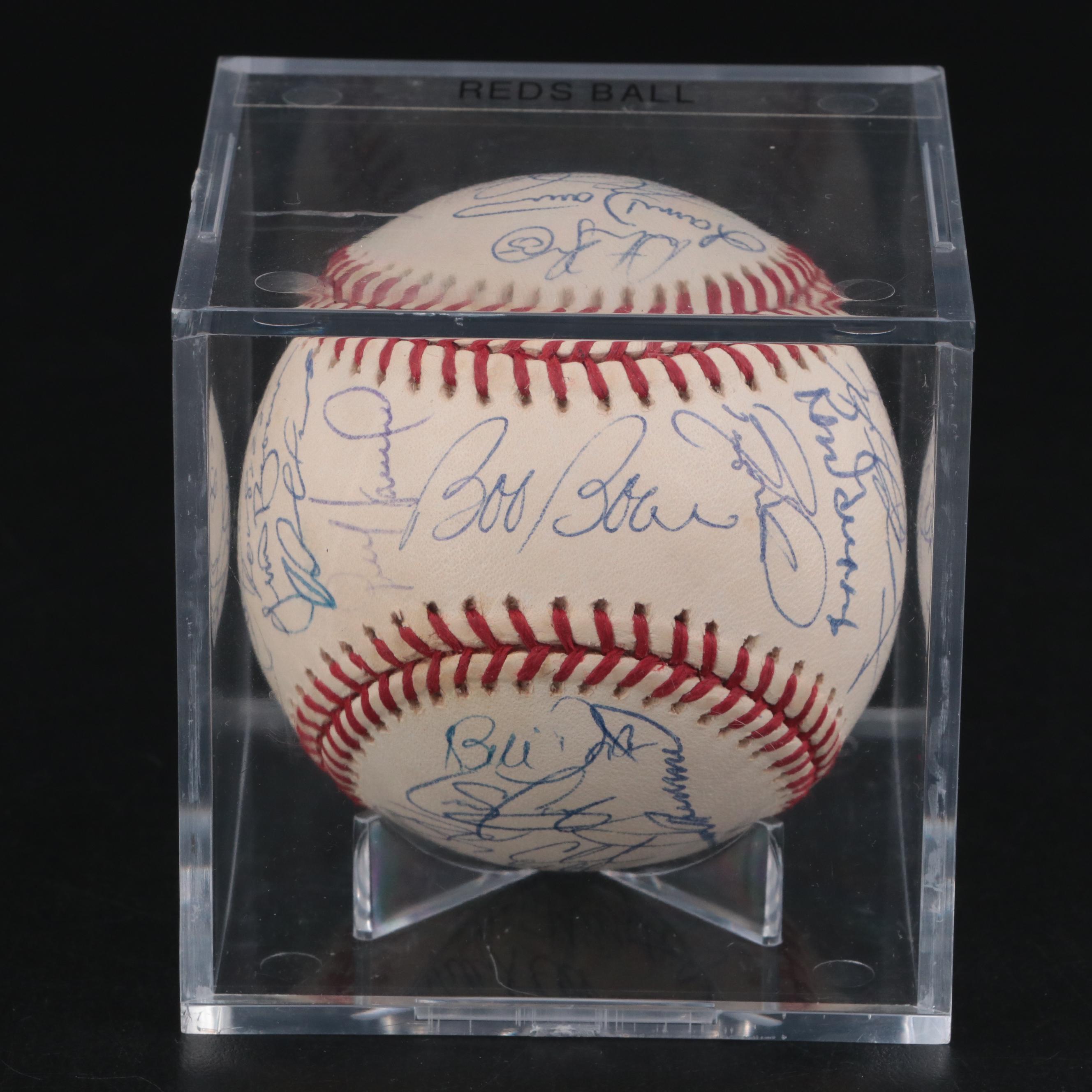 2001 Cincinnati Reds Team Signed Rawlings Baseball with Larkin, Boone, More