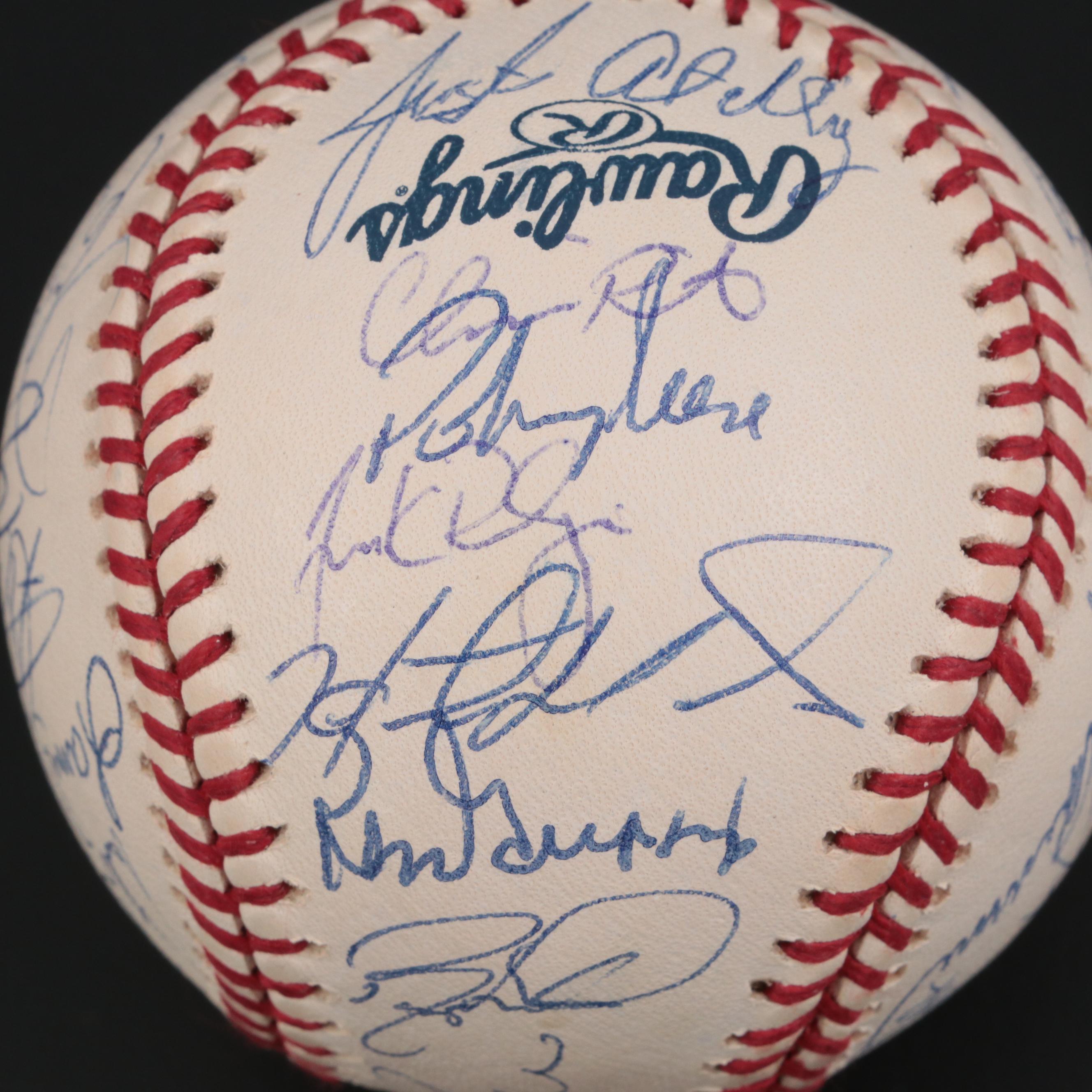 2001 Cincinnati Reds Team Signed Rawlings Baseball with Larkin, Boone, More