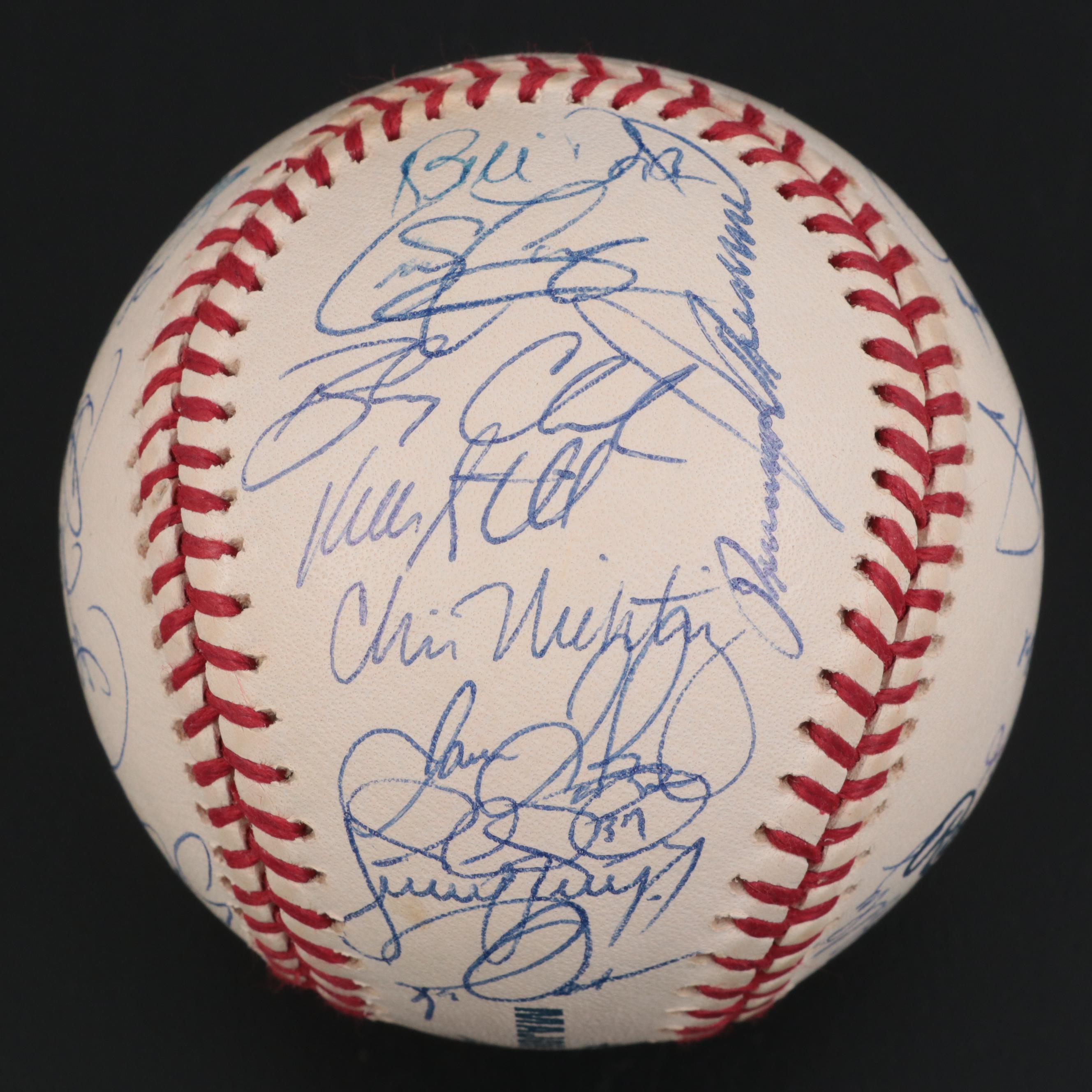 2001 Cincinnati Reds Team Signed Rawlings Baseball with Larkin, Boone, More