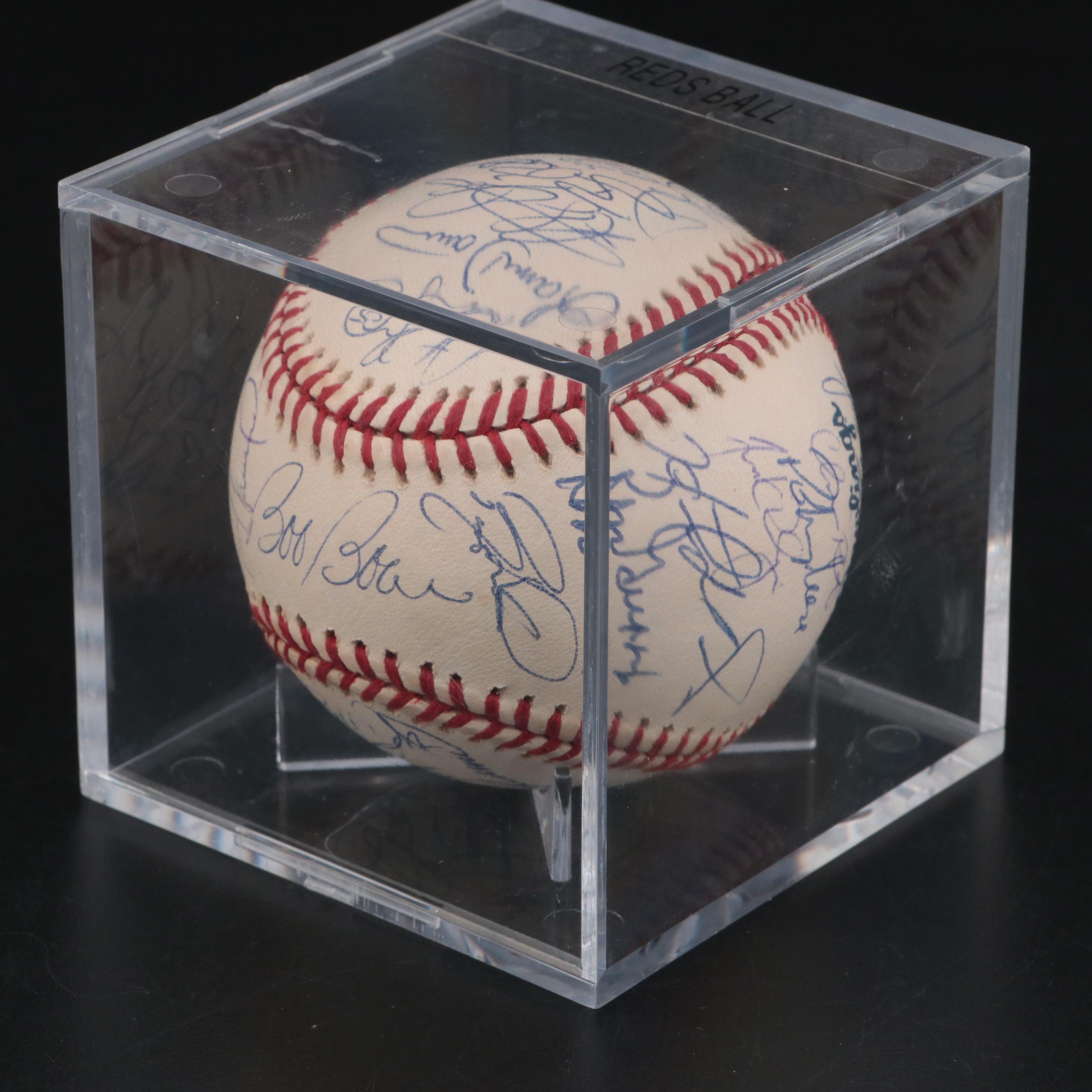 2001 Cincinnati Reds Team Signed Rawlings Baseball with Larkin, Boone, More