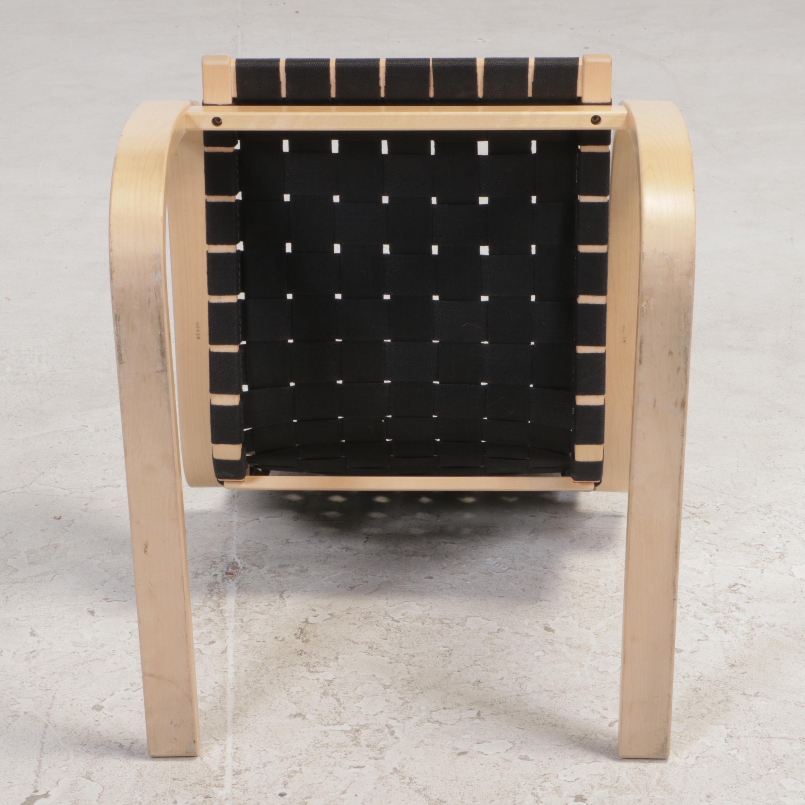 Alvar Aalto for Artek Birch "406" Lounge Chair with Black Linen Webbing