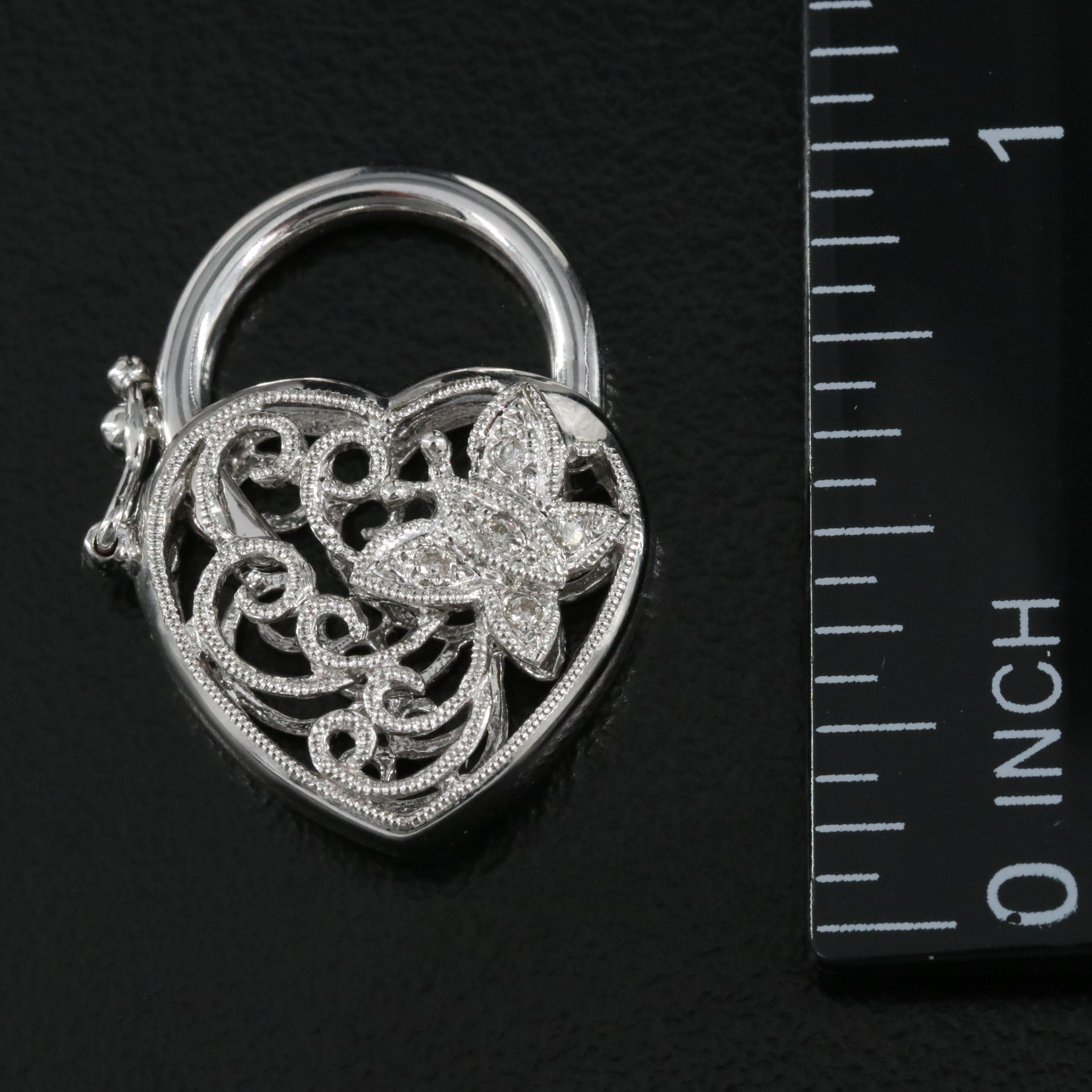 14K 0.05 CTW Diamond Butterfly Heart Locket
