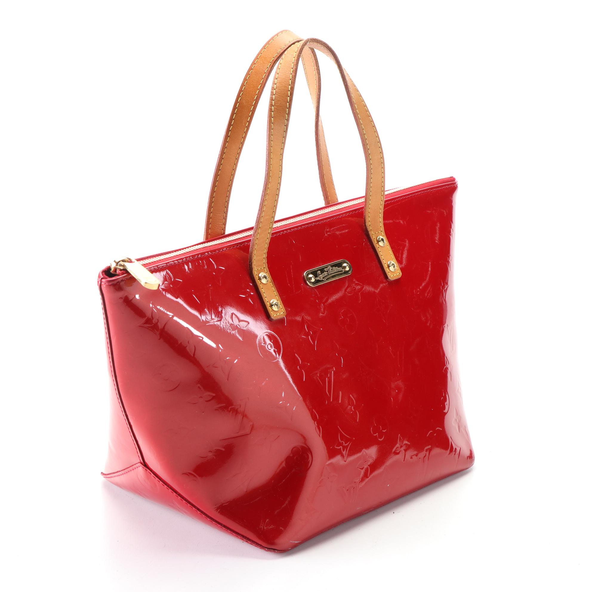 Louis Vuitton Bellevue PM Bag in Red Monogram Vernis and Vachetta Leather
