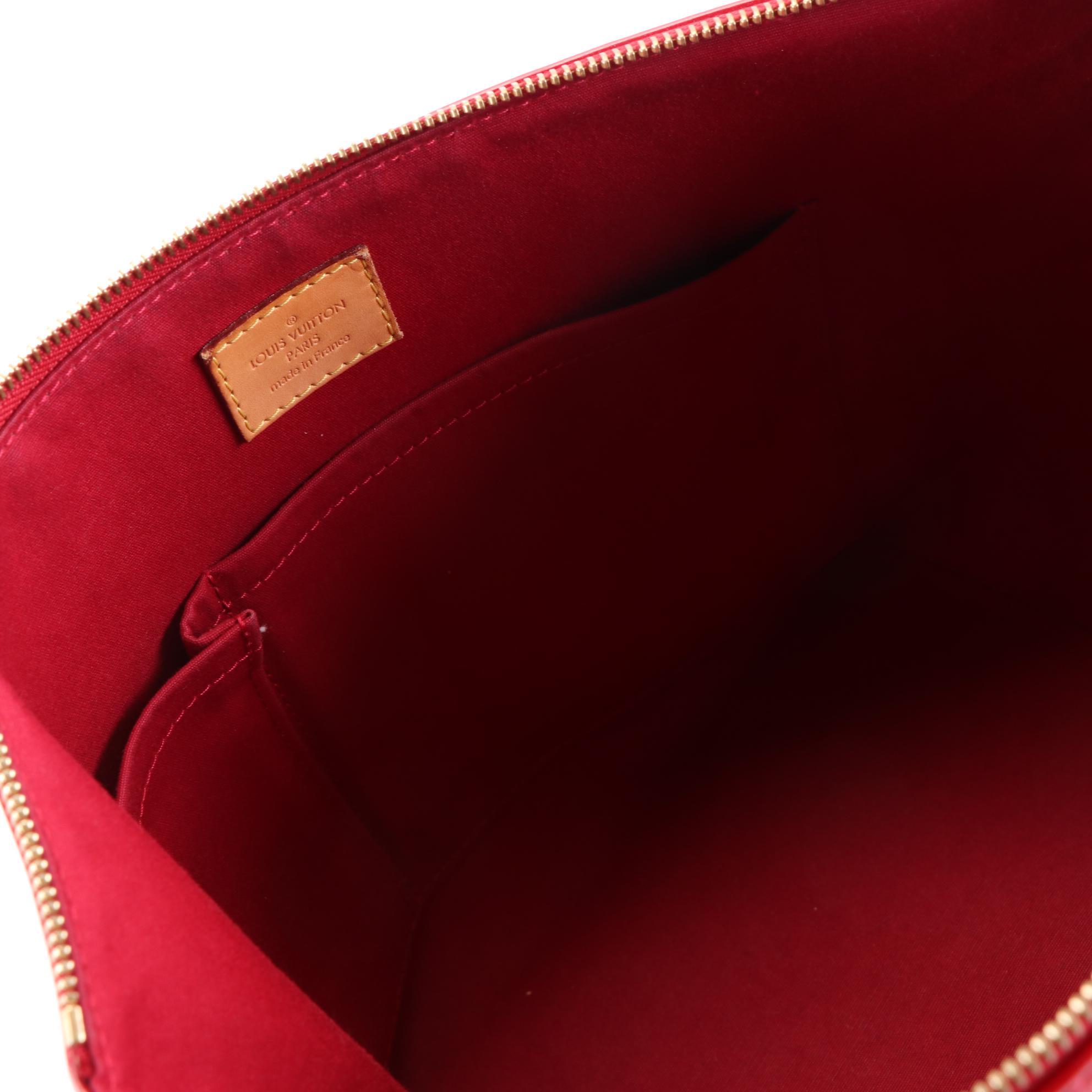 Louis Vuitton Bellevue PM Bag in Red Monogram Vernis and Vachetta Leather