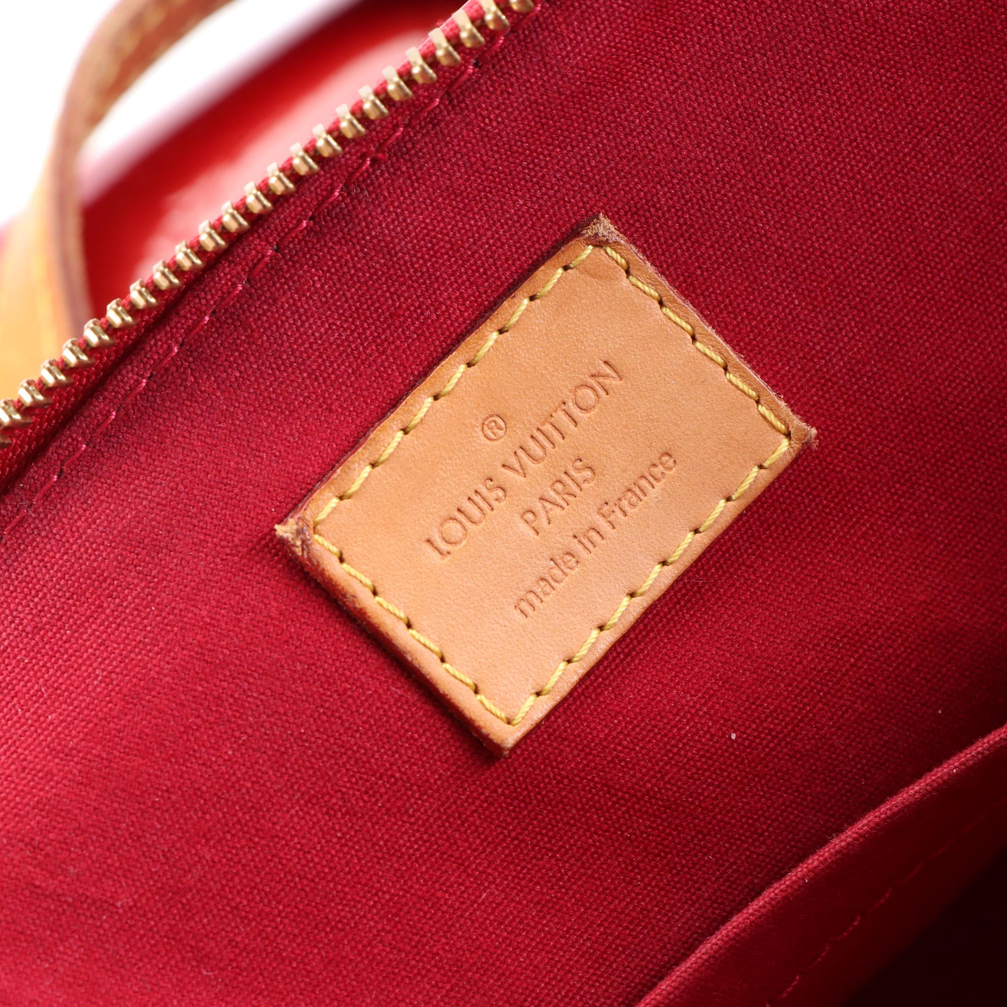 Louis Vuitton Bellevue PM Bag in Red Monogram Vernis and Vachetta Leather