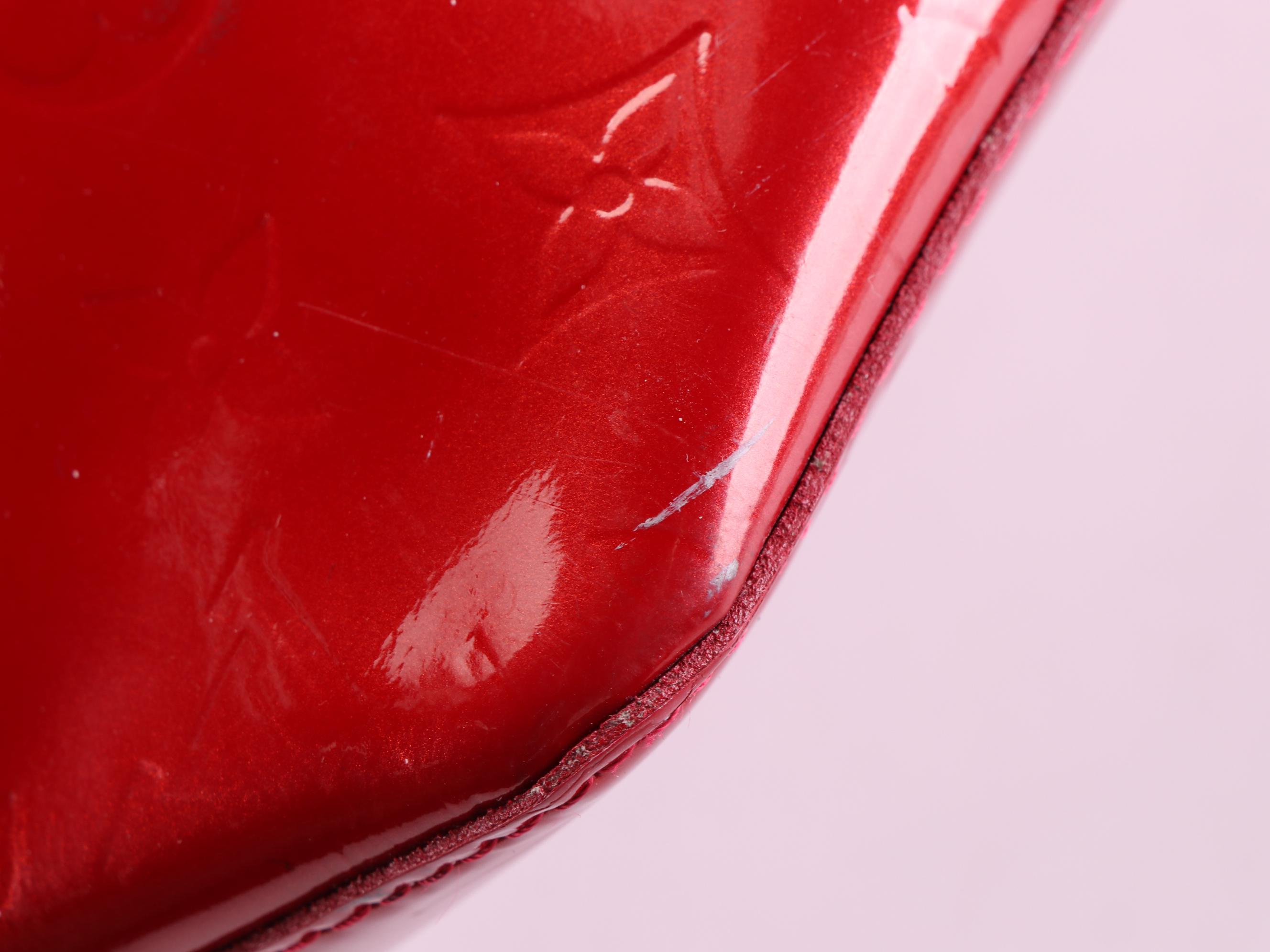 Louis Vuitton Bellevue PM Bag in Red Monogram Vernis and Vachetta Leather