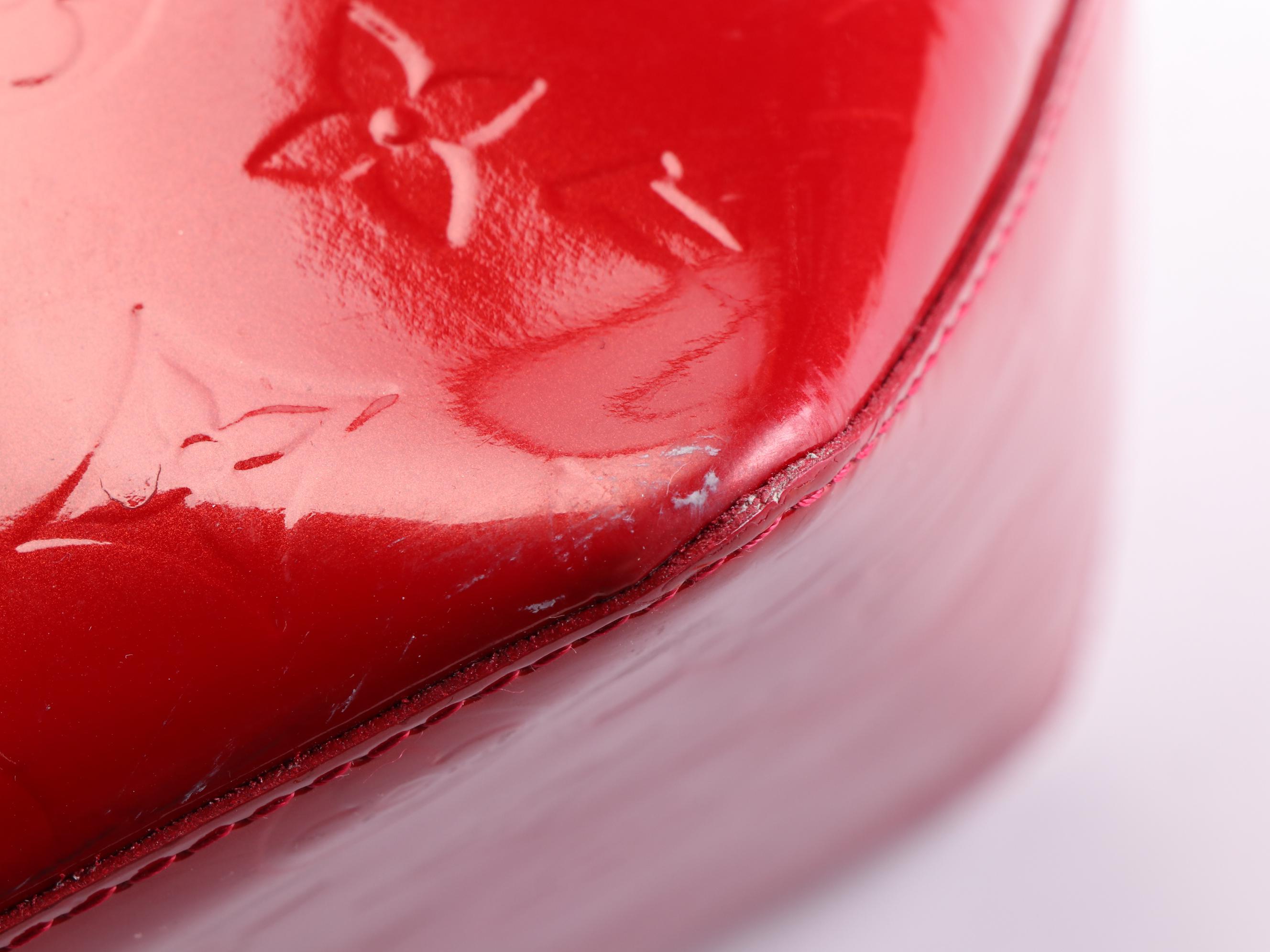 Louis Vuitton Bellevue PM Bag in Red Monogram Vernis and Vachetta Leather