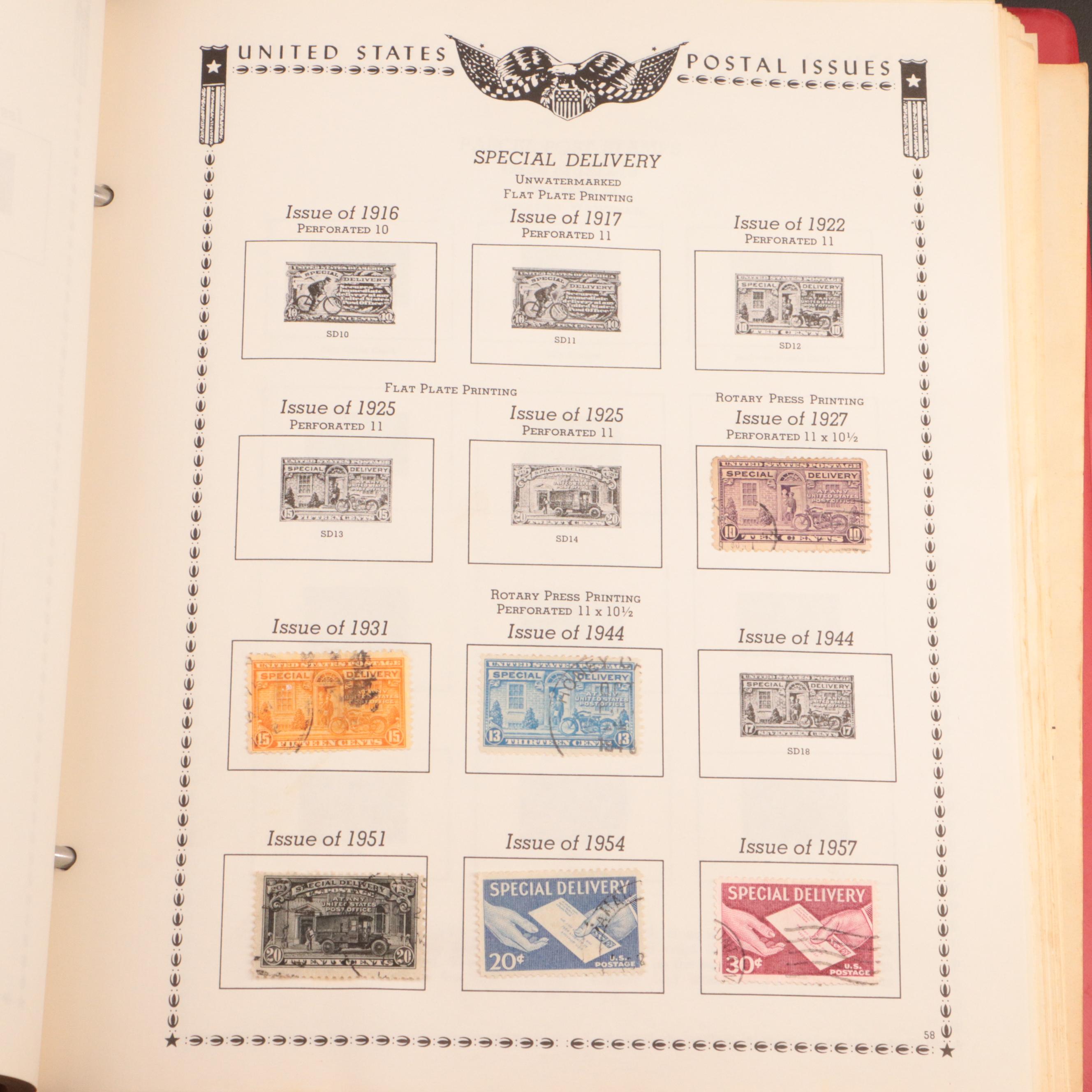 Three Partially Filled Postage Stamp Collection Albums and a Stamp Stock Book