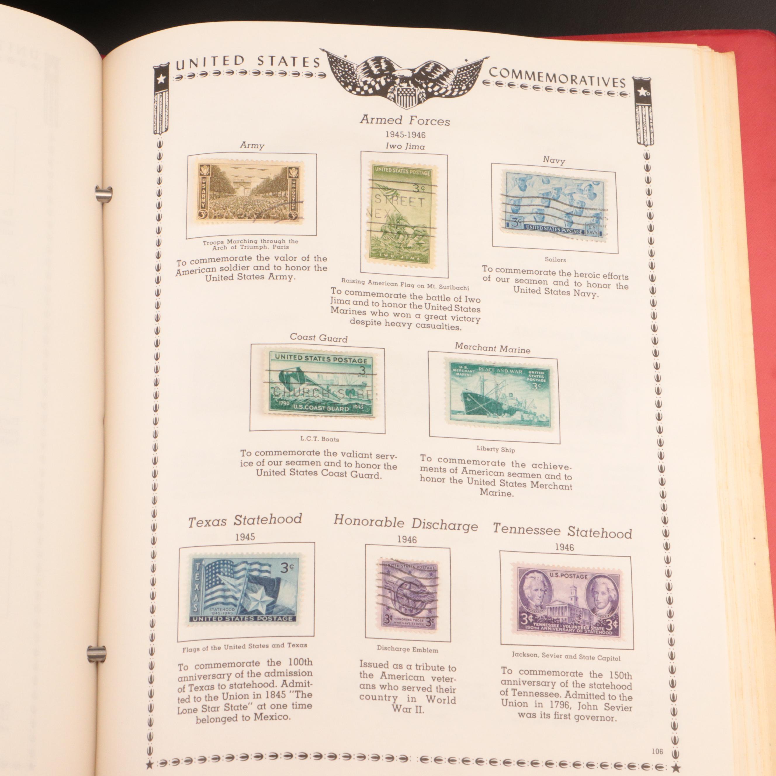 Three Partially Filled Postage Stamp Collection Albums and a Stamp Stock Book