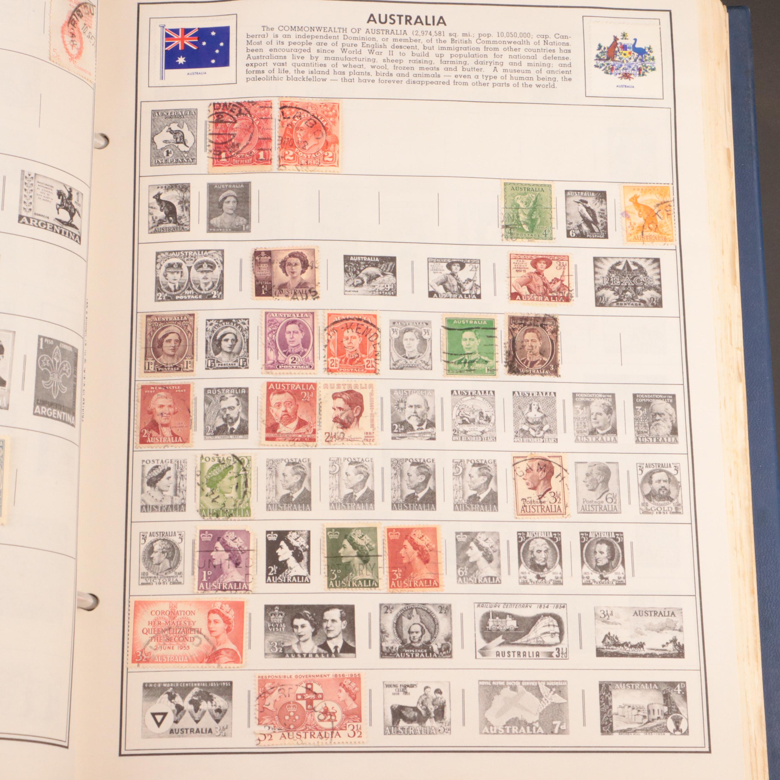 Three Partially Filled Postage Stamp Collection Albums and a Stamp Stock Book