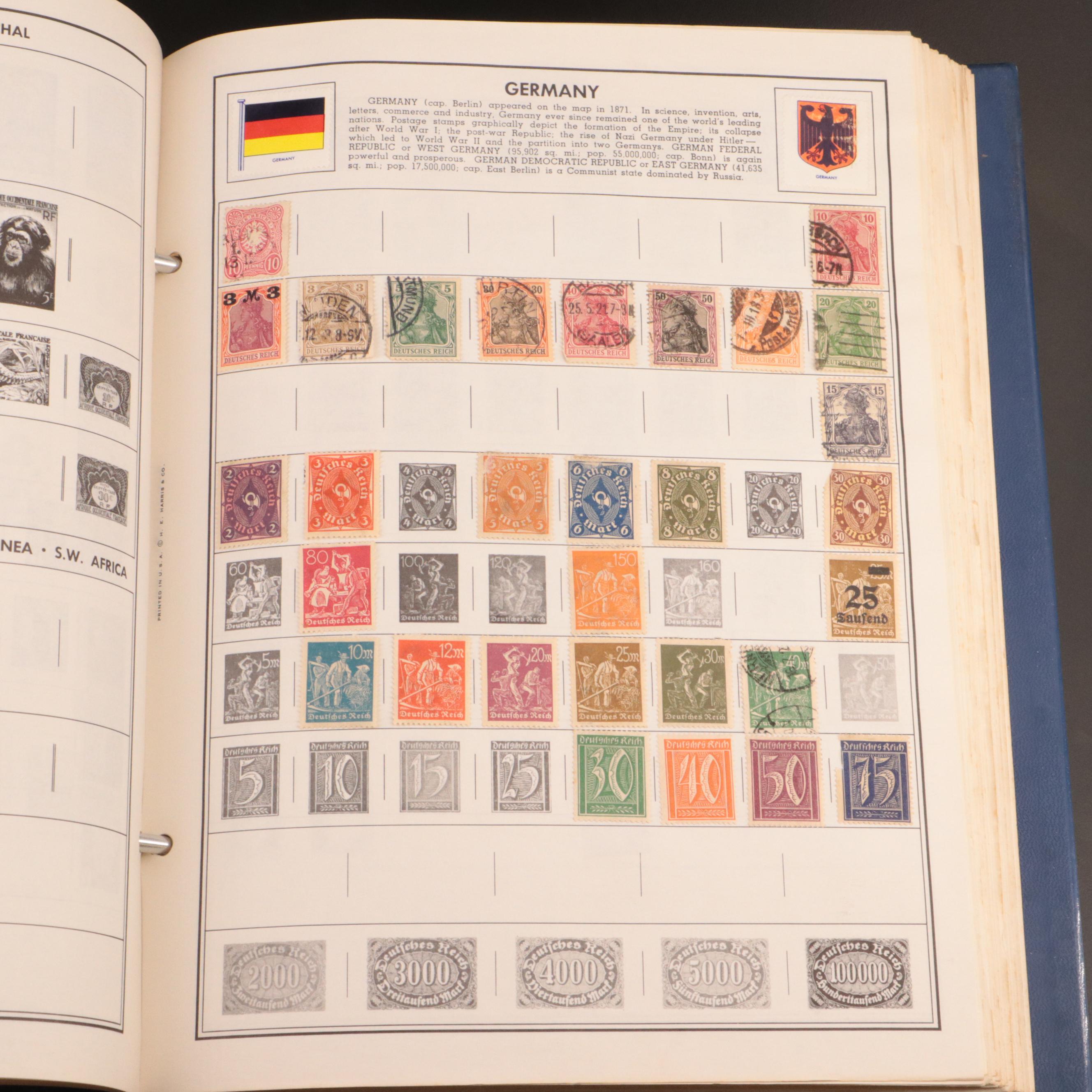 Three Partially Filled Postage Stamp Collection Albums and a Stamp Stock Book